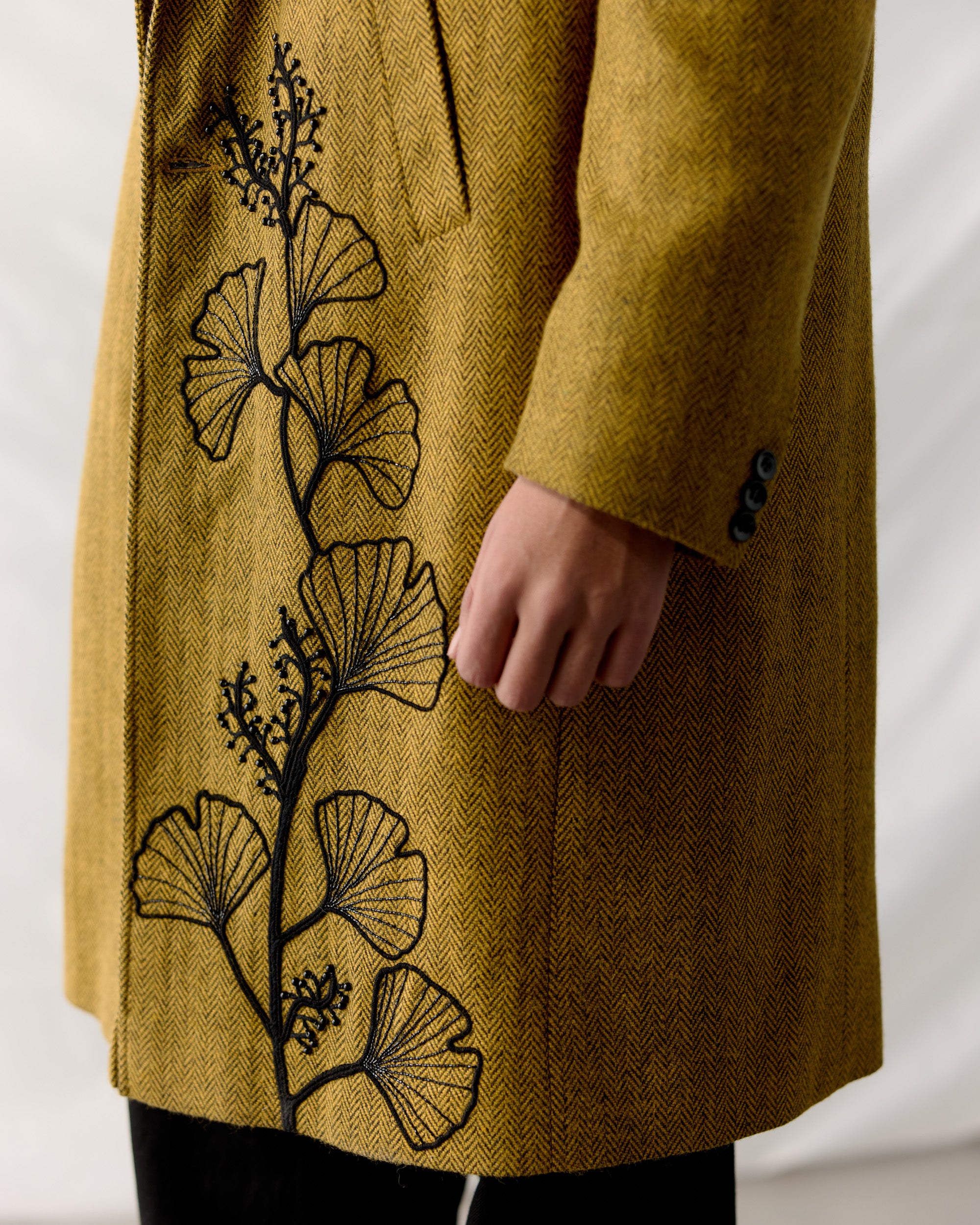 Floral embroidered Wool Overcoat