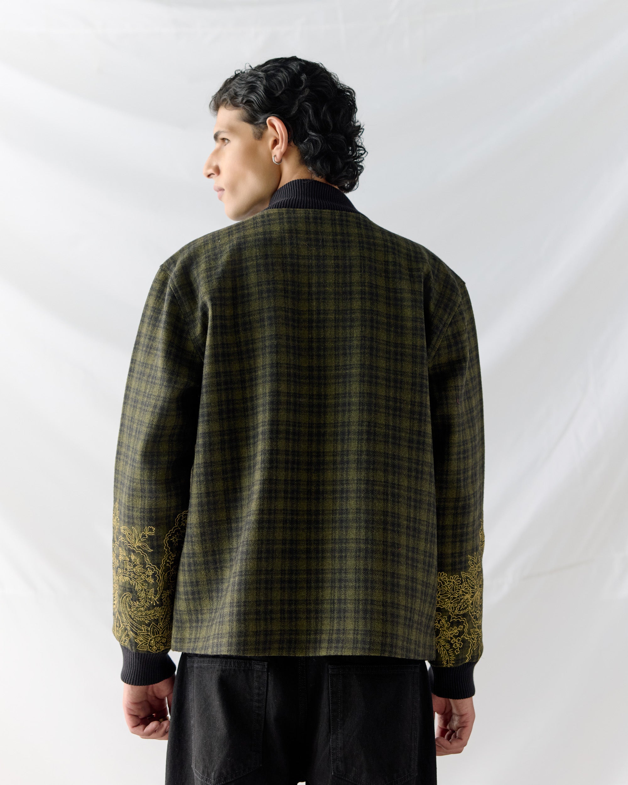 Golden Moss Embroidered bomber jacket