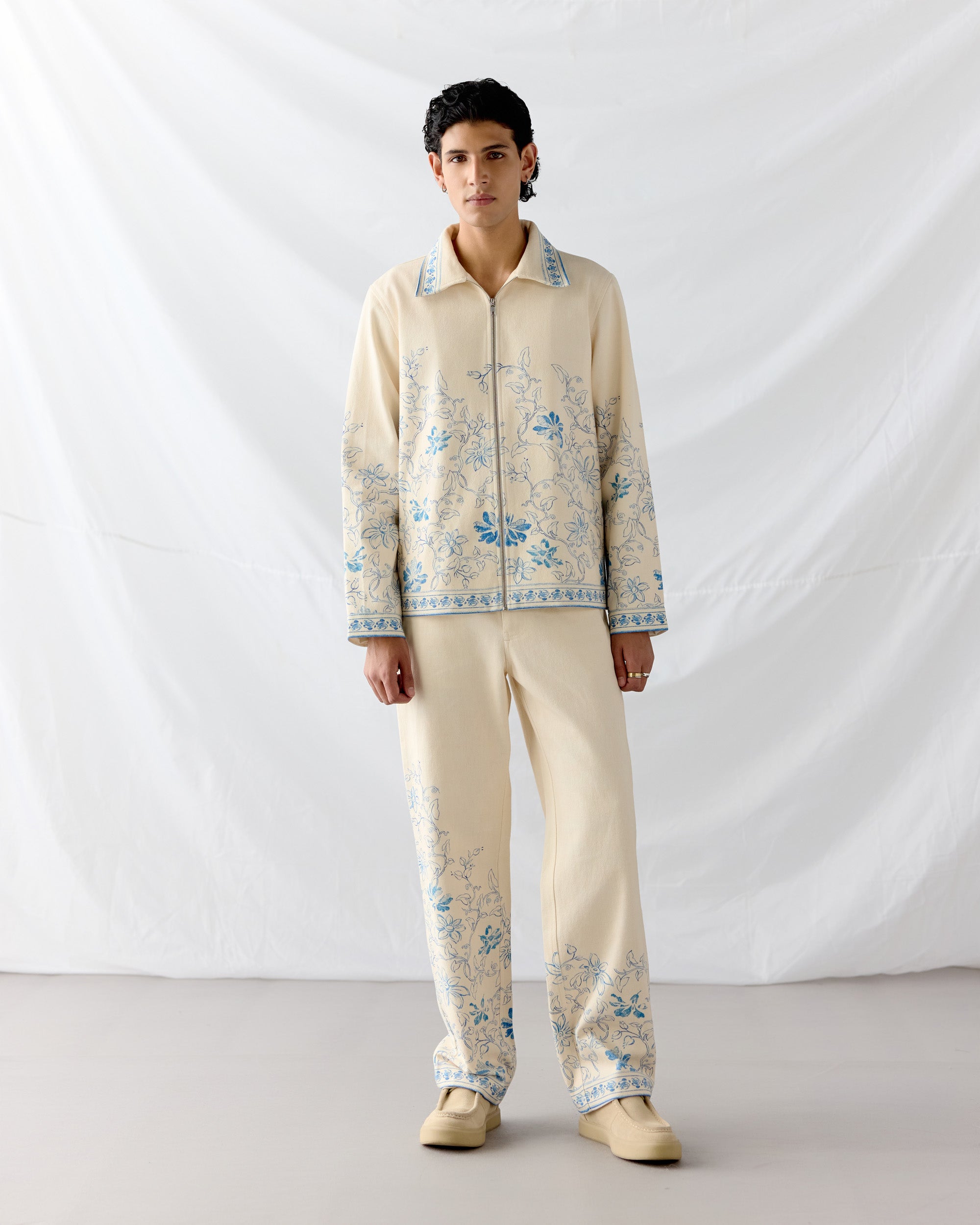 Floral sketch twill jacket