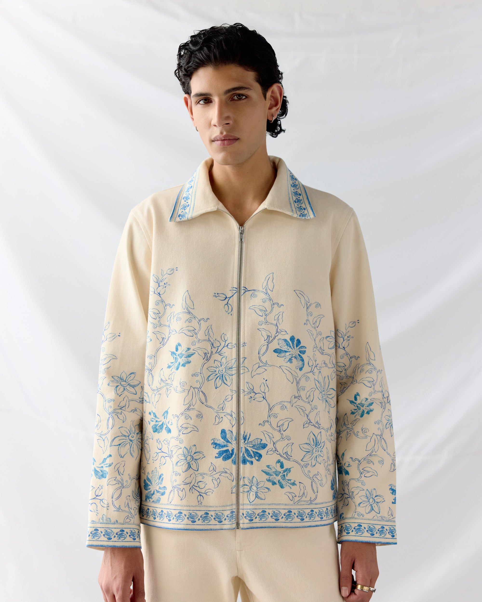 Floral sketch twill jacket