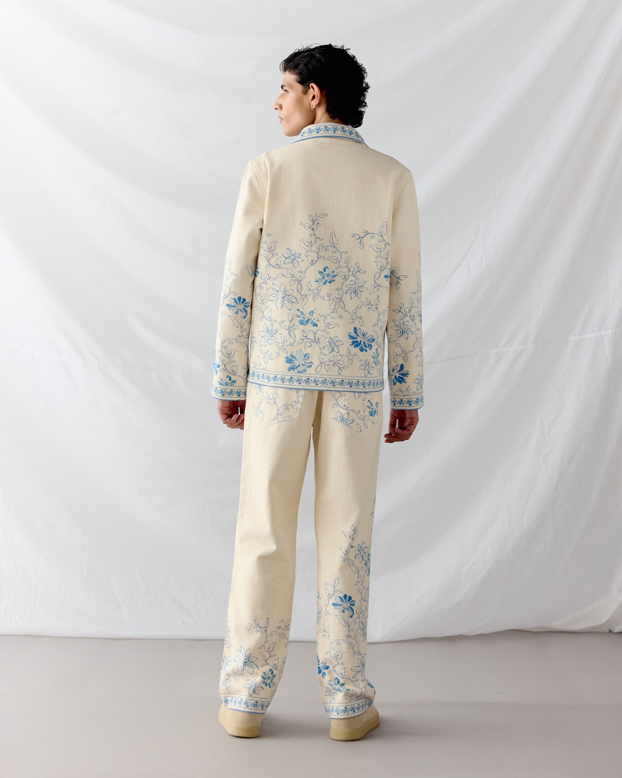 Floral sketch twill jacket