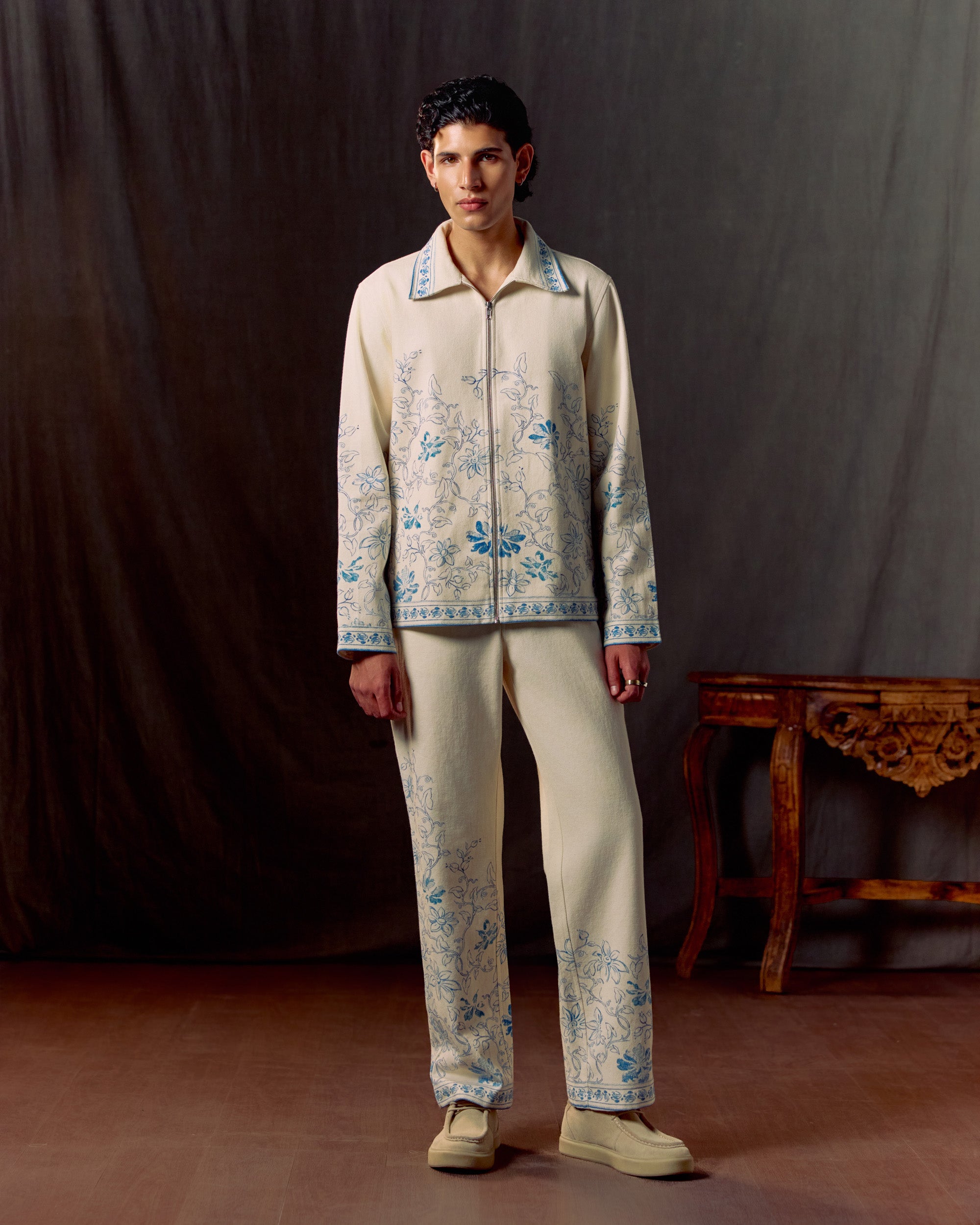 Floral sketch twill jacket