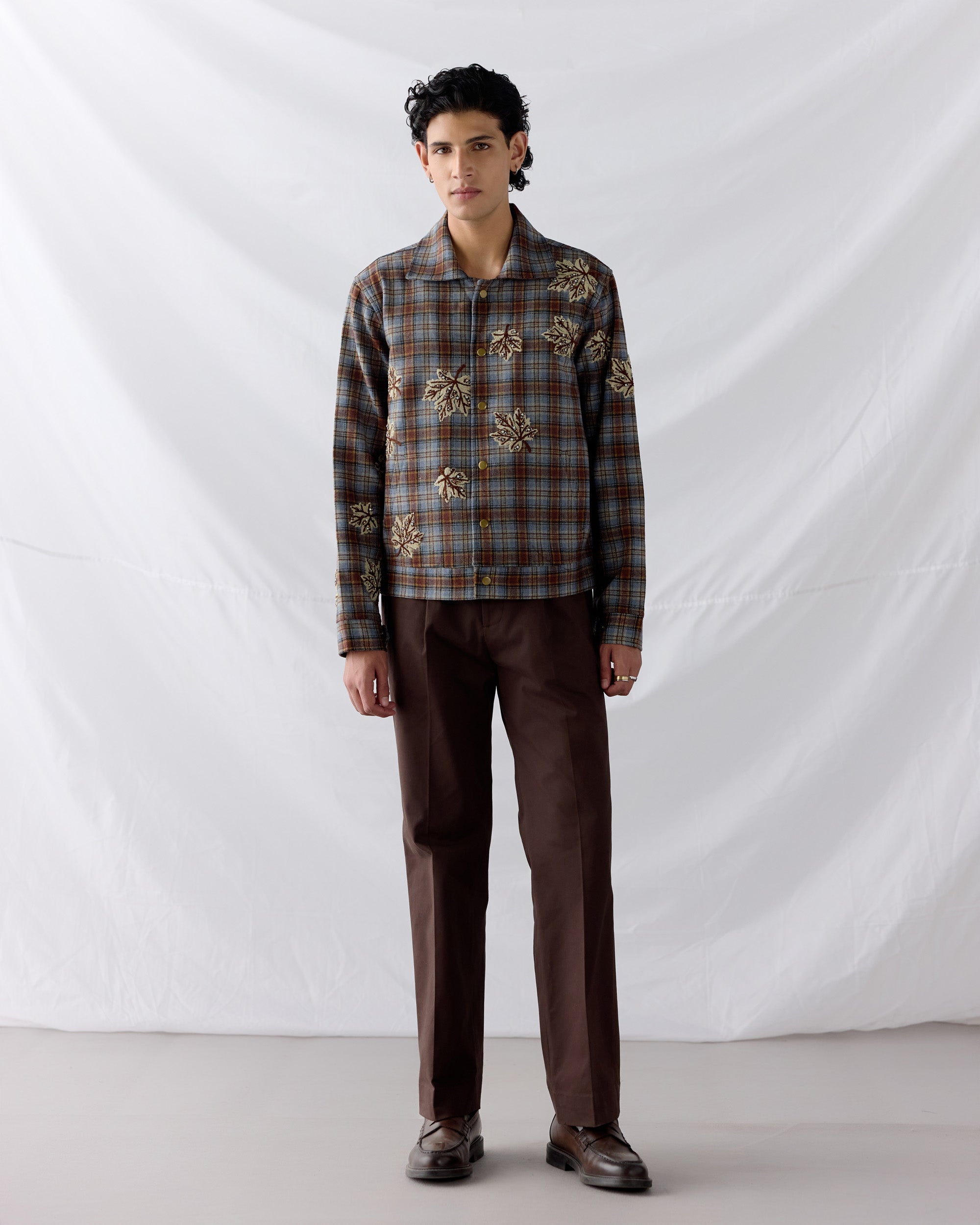 "Le Fall" hand embroidered wool overshirt