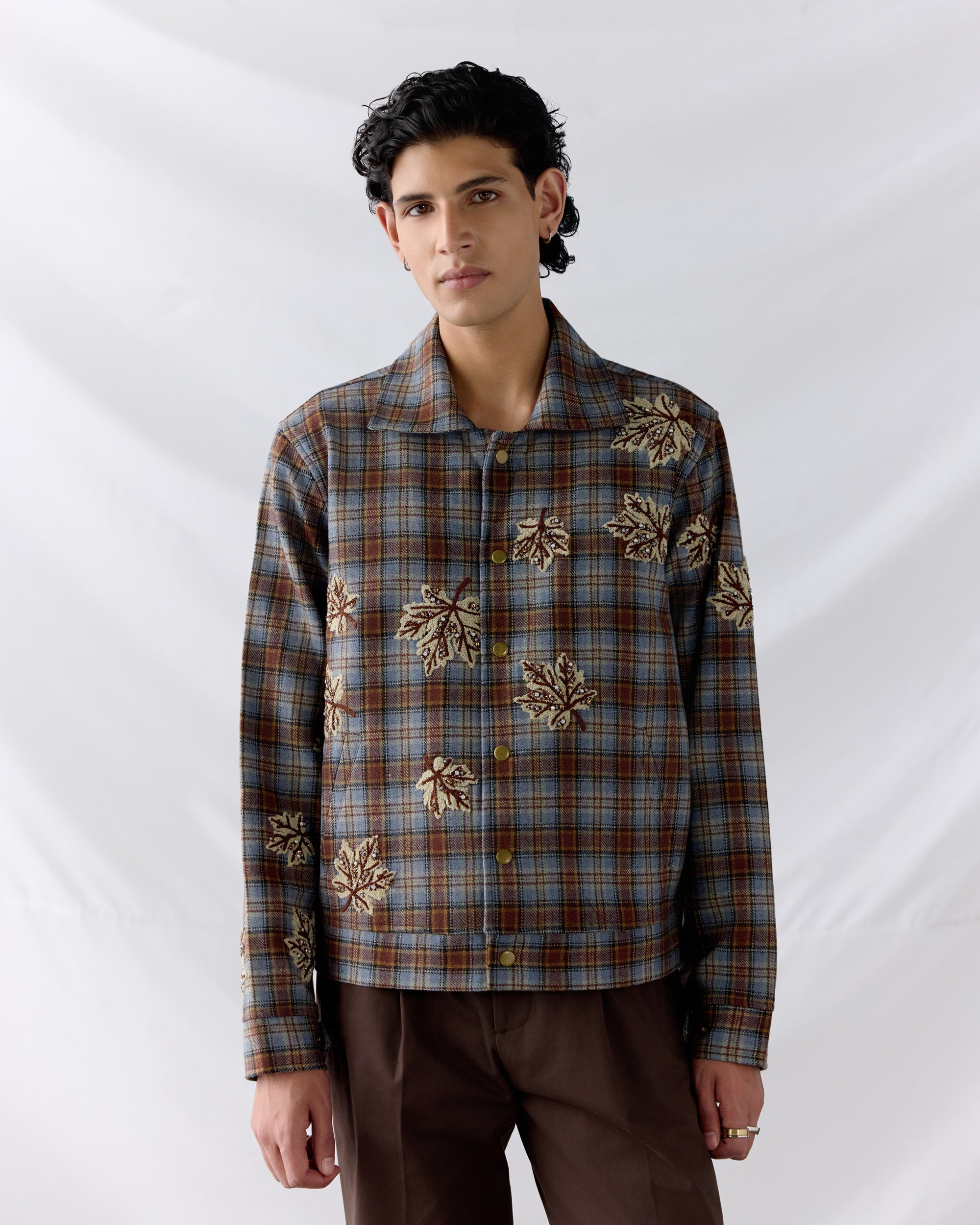 "Le Fall" hand embroidered wool overshirt
