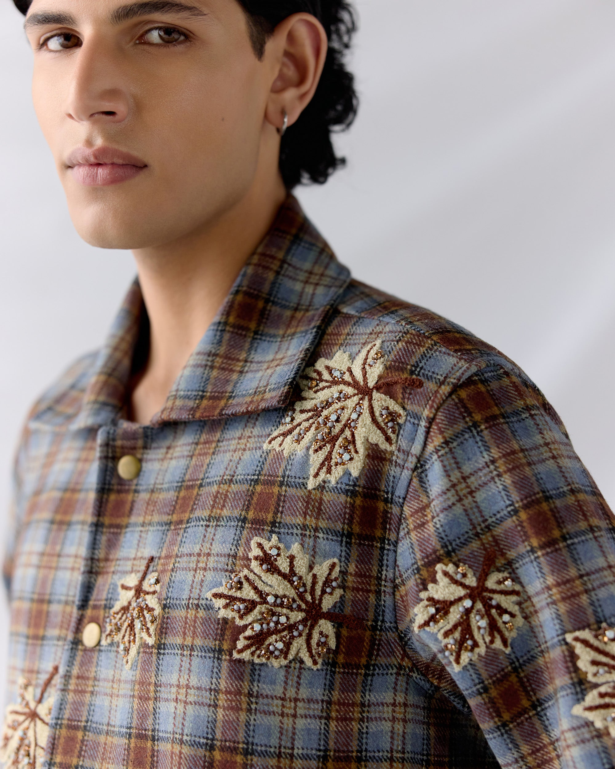 "Le Fall" hand embroidered wool overshirt