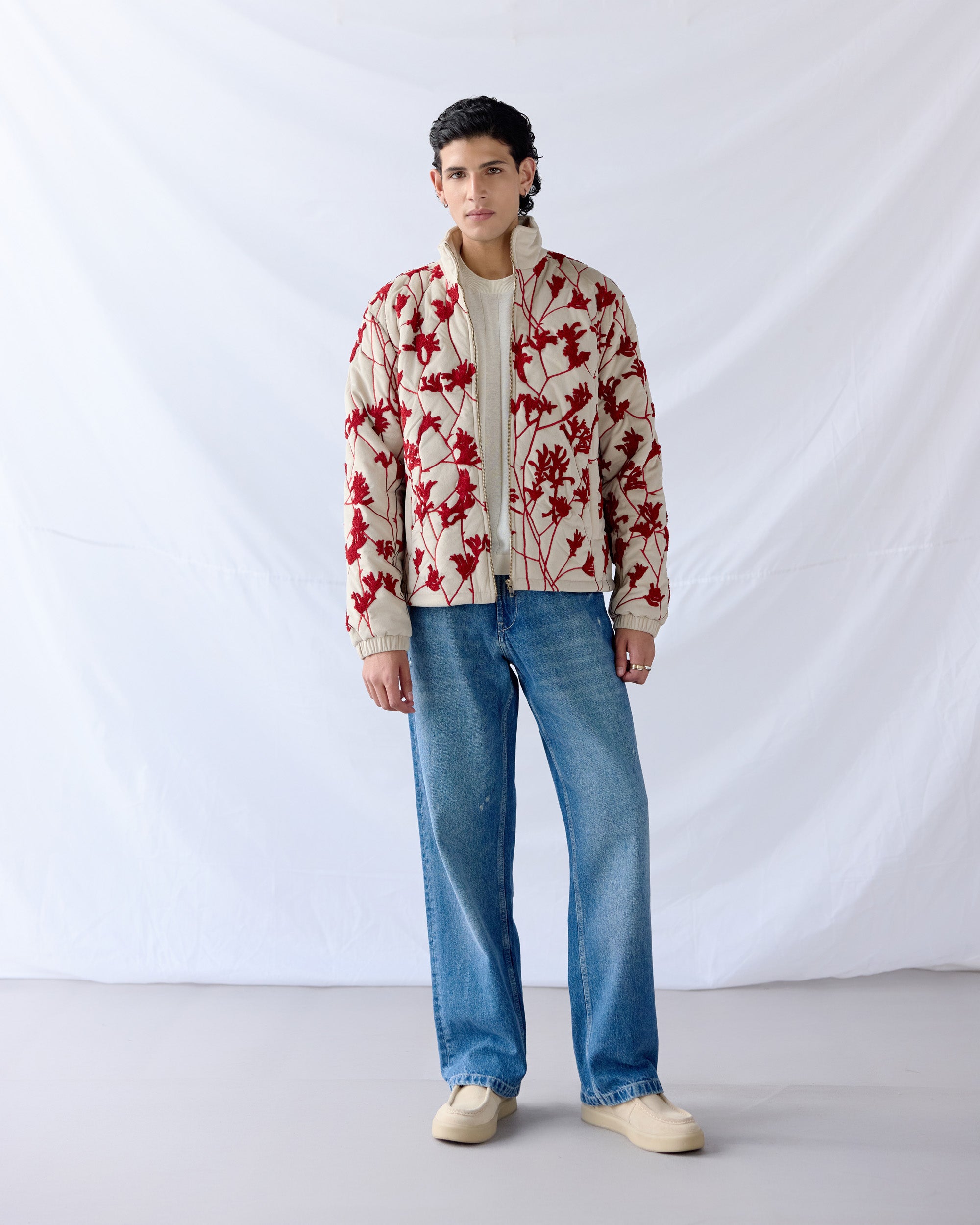 Red Bloom quilted jacket