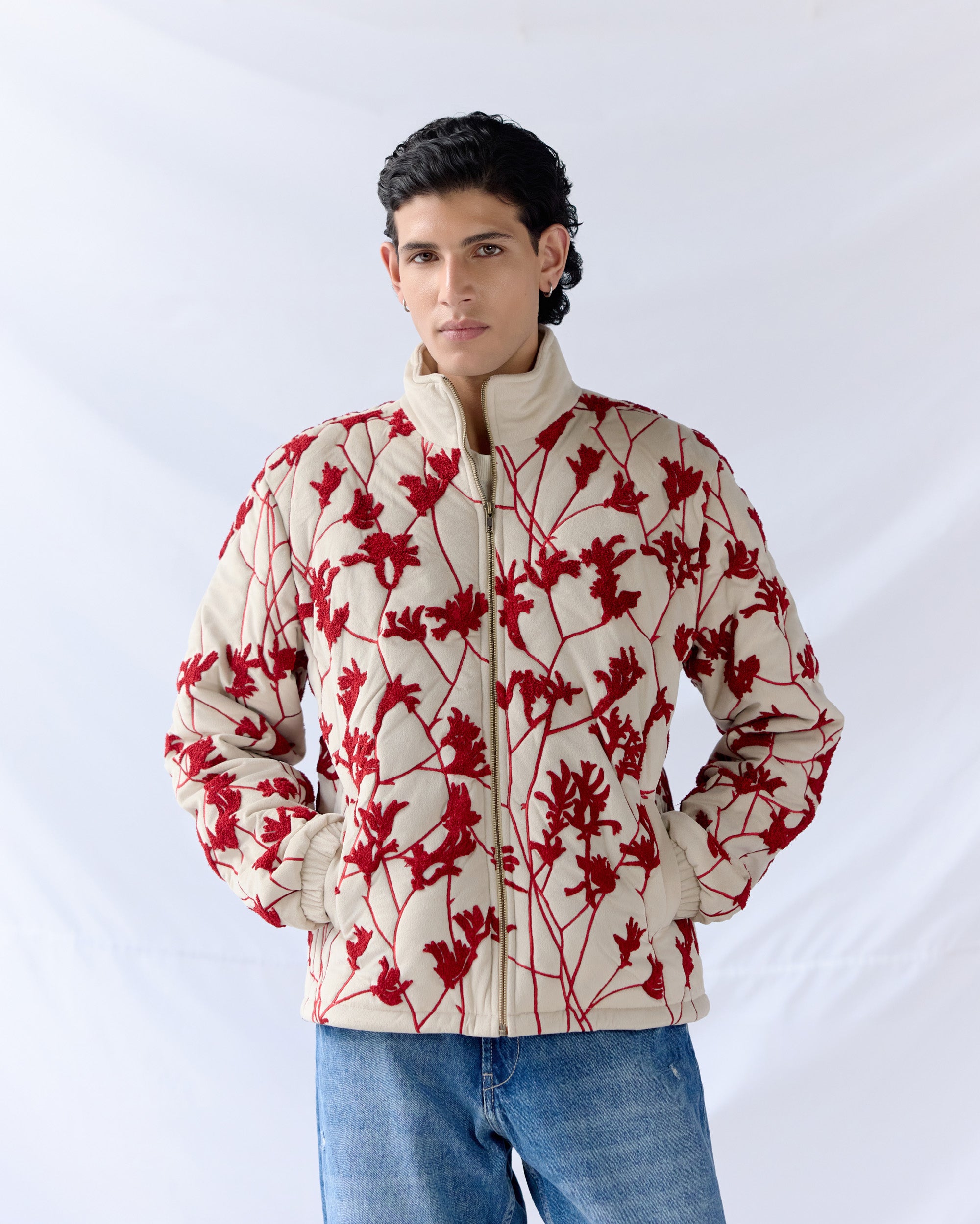 Red Bloom quilted jacket
