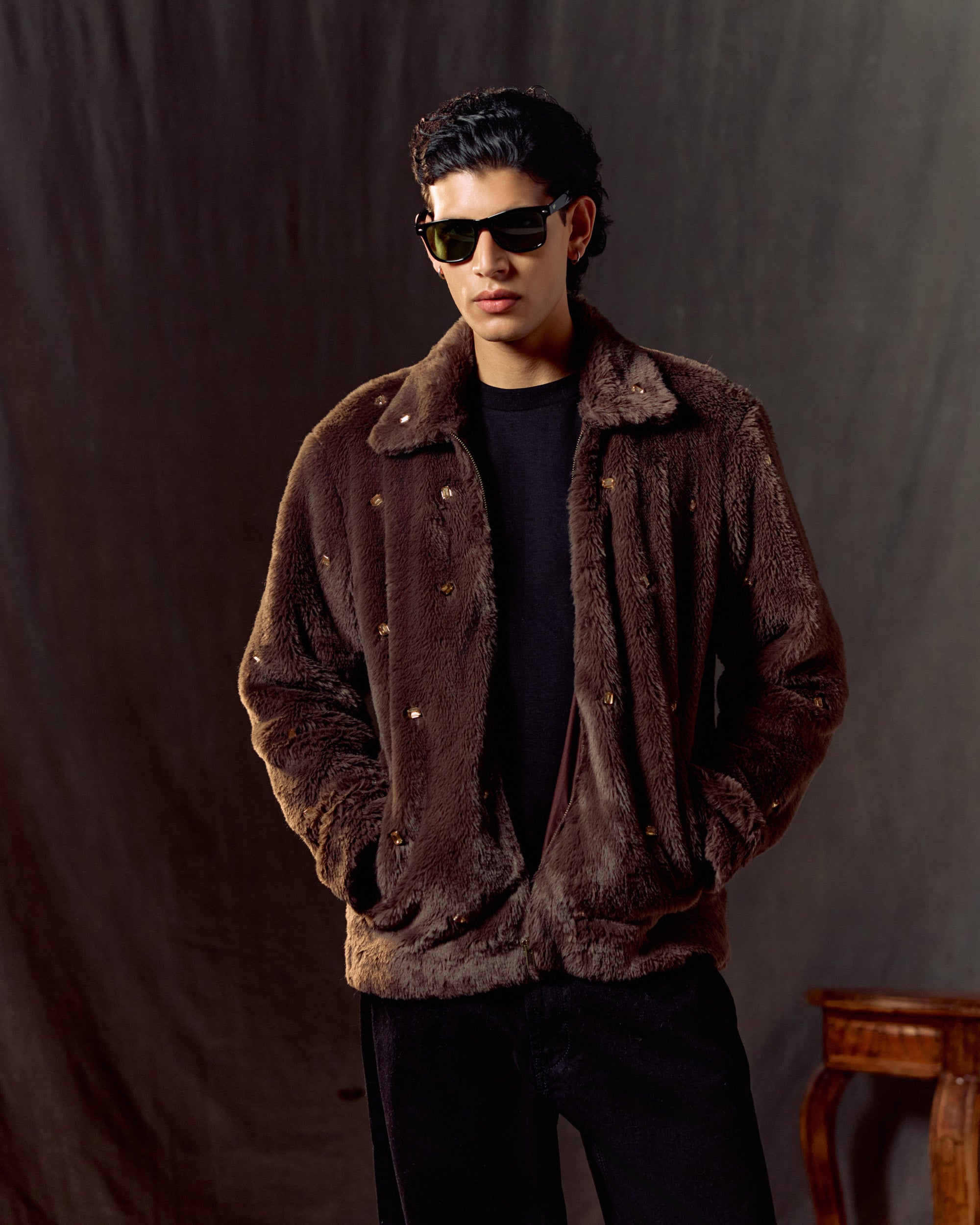 Winter Noir Faux-Fur jacket