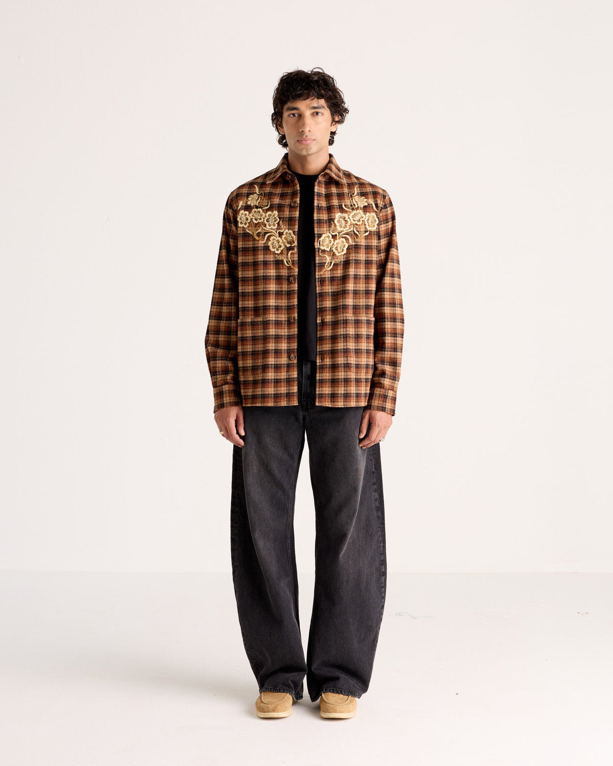 "Le Firenze" hand embroidered Wool Overshirt
