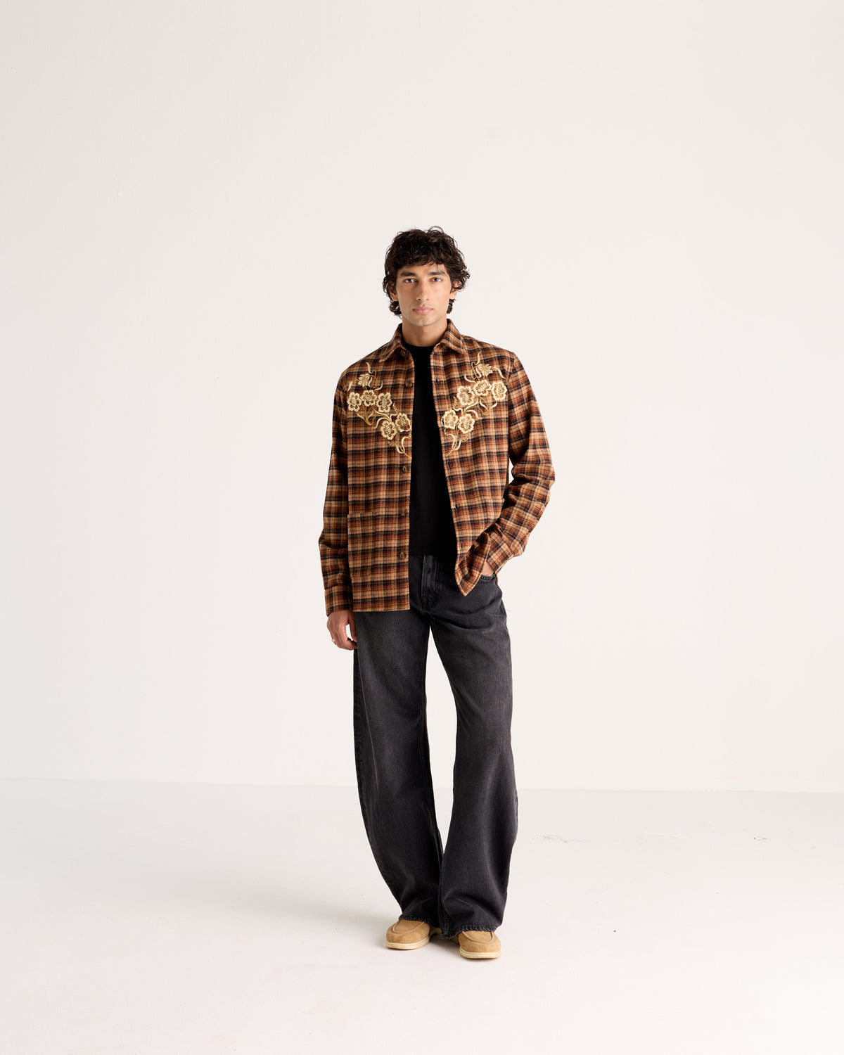 "Le Firenze" hand embroidered Wool Overshirt