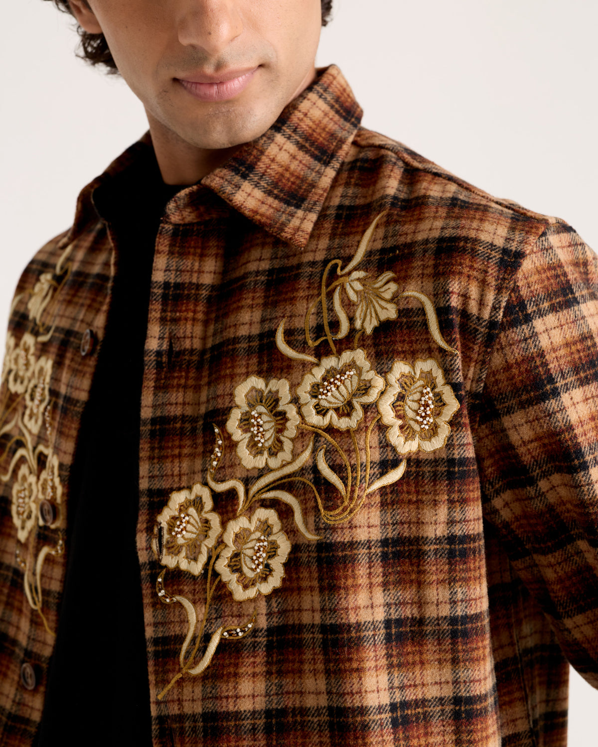 "Le Firenze" hand embroidered Wool Overshirt