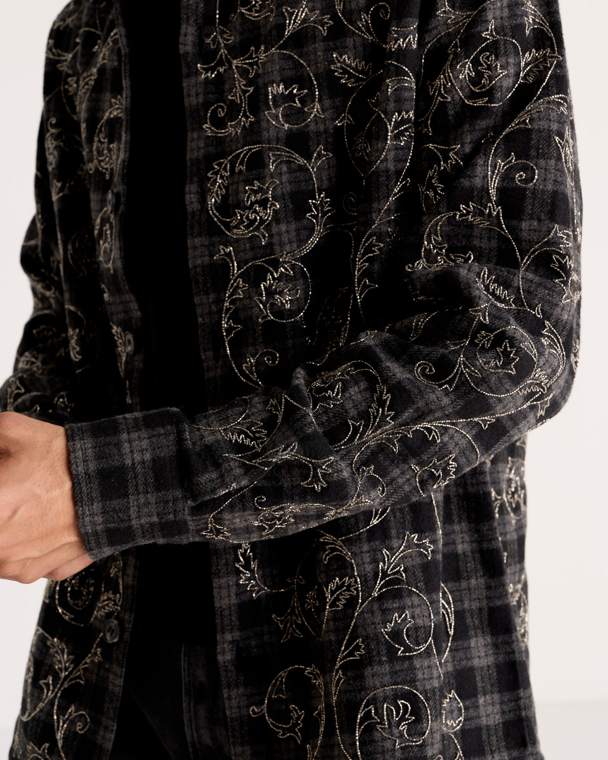 "Le Verona" Hand-Embroidered Wool Overshirt
