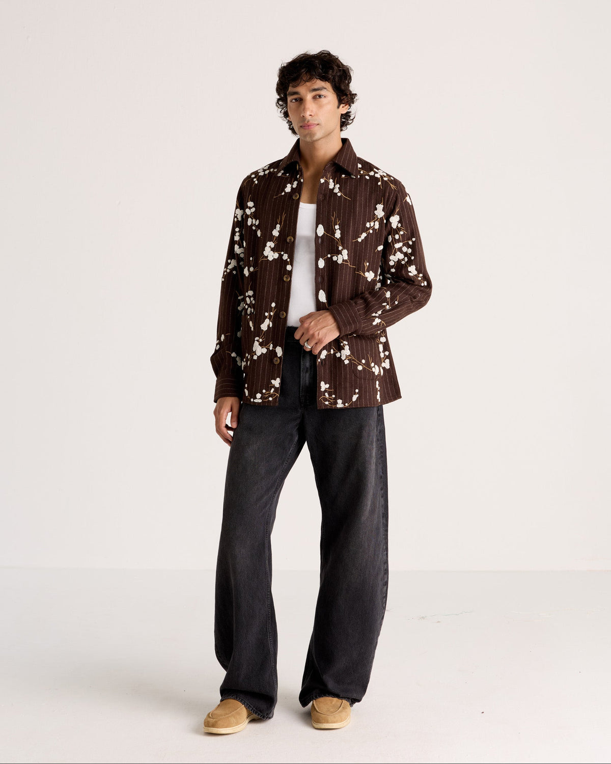 Le Siena Hand-Embroidered Wool Overshirt