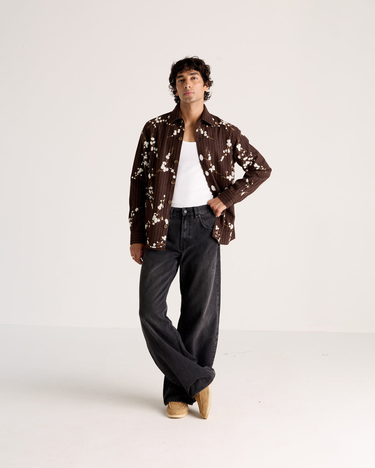 Le Siena Hand-Embroidered Wool Overshirt