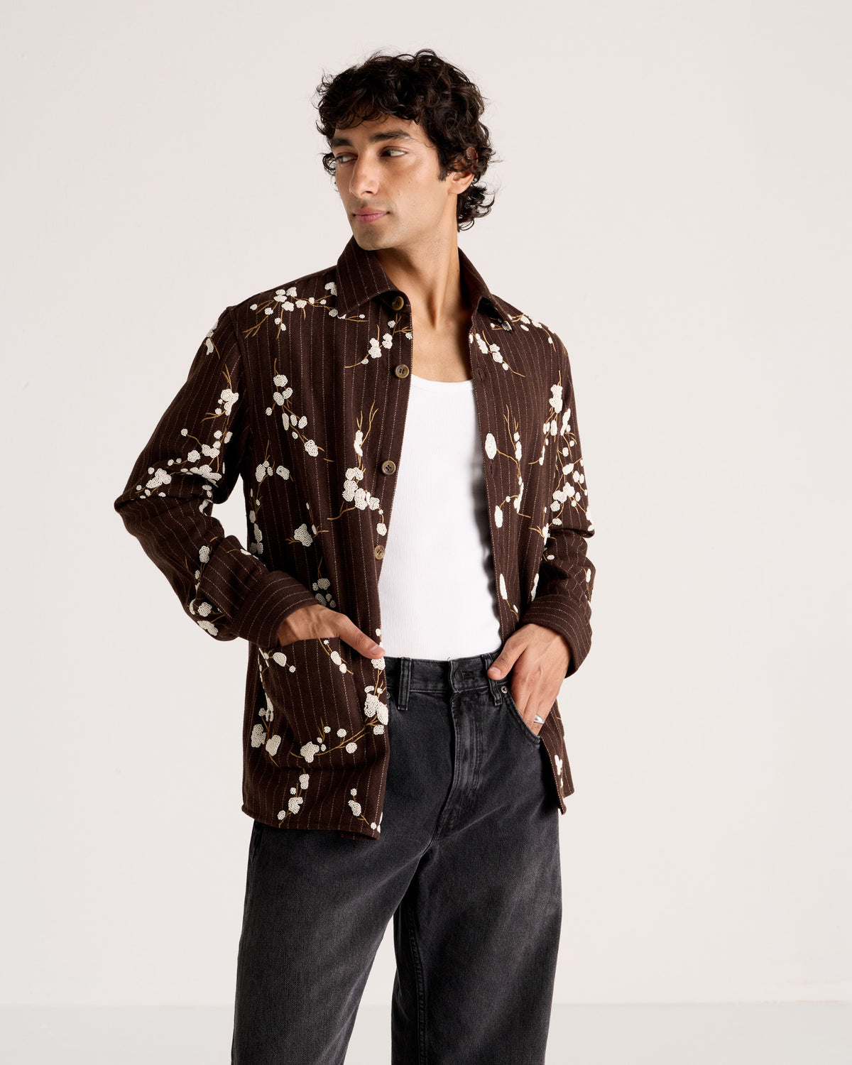 Le Siena Hand-Embroidered Wool Overshirt