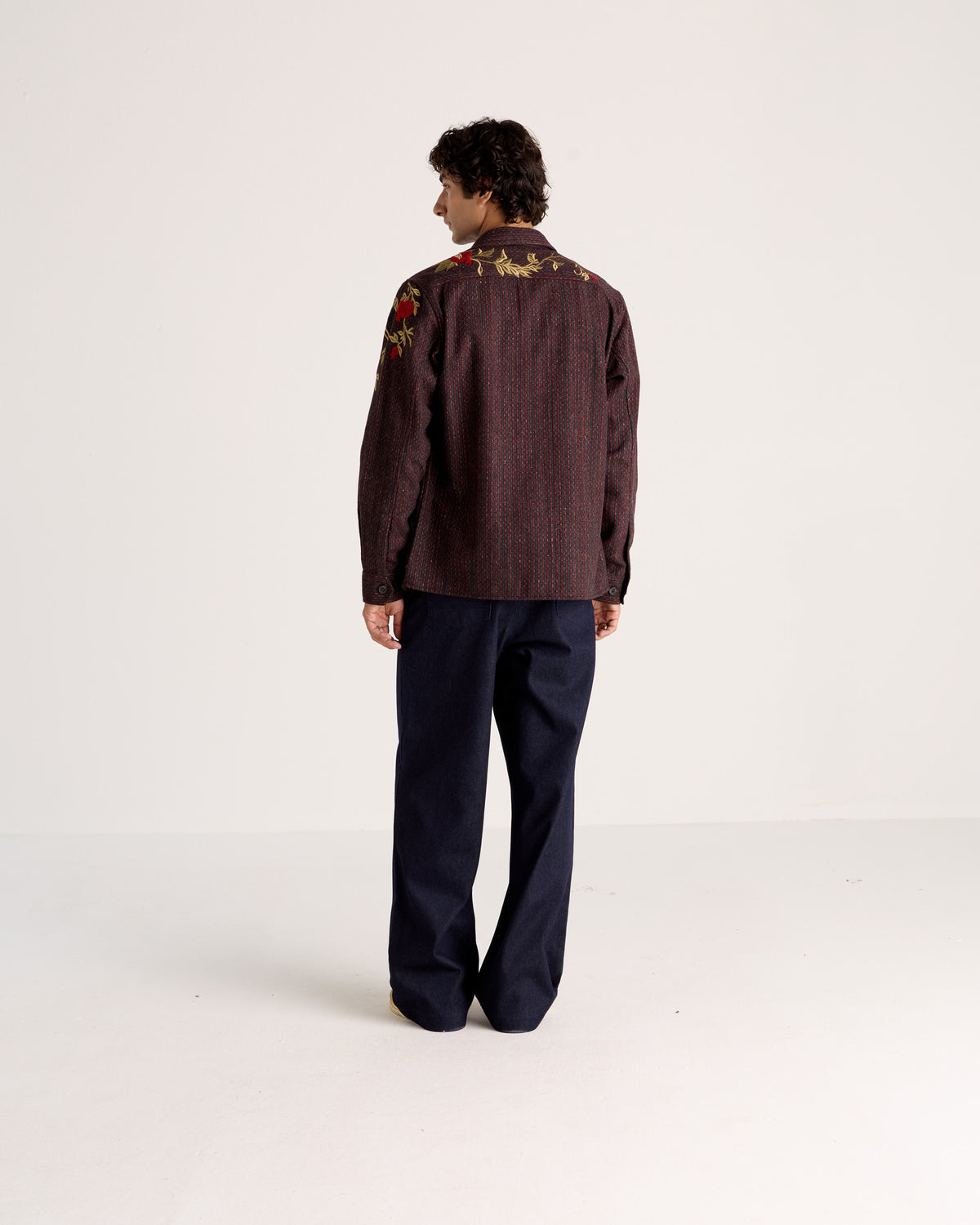 Le Barolo Hand-Embroidered Wool Overshirt