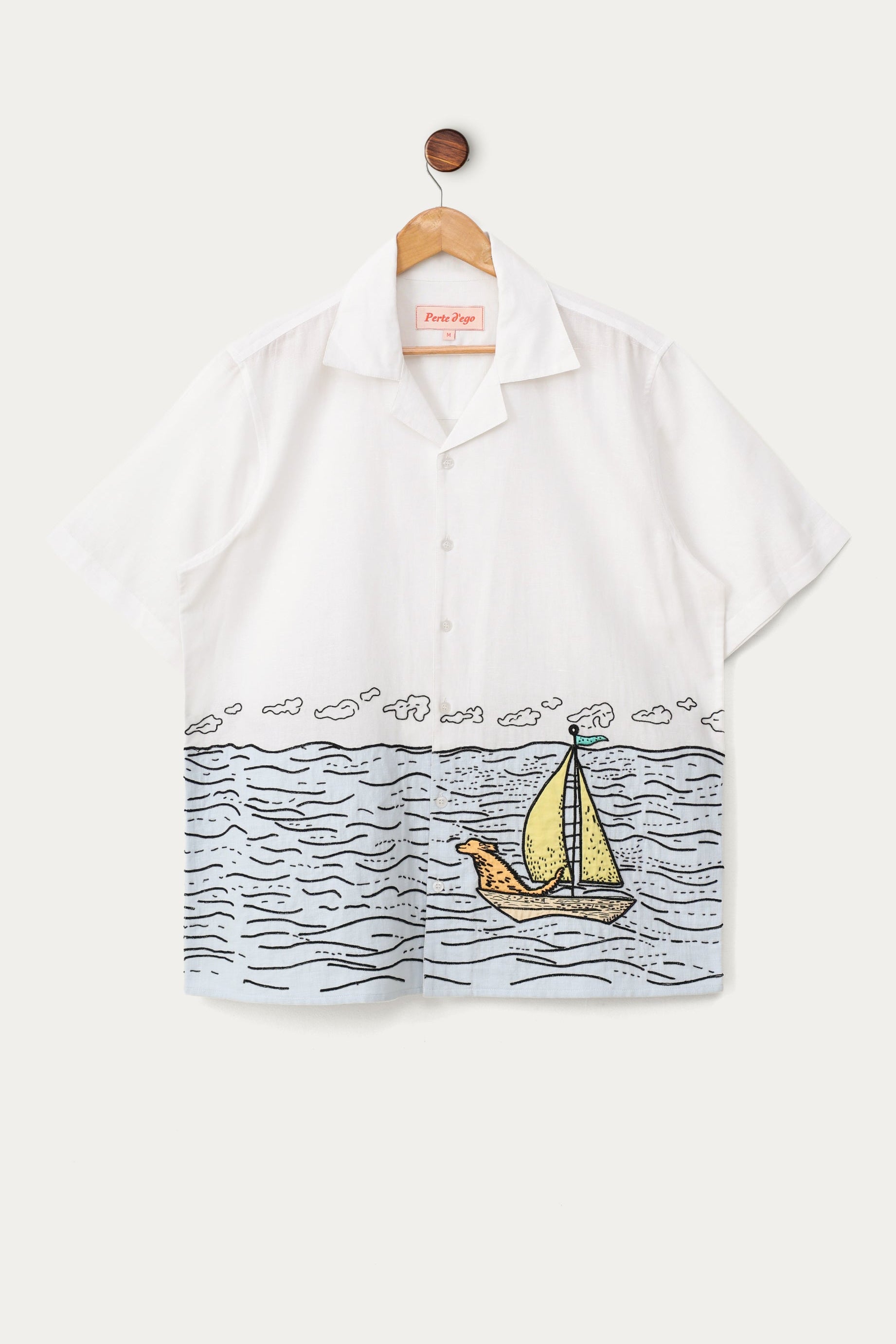 "La Dolce Vela" hand embroidered shirt