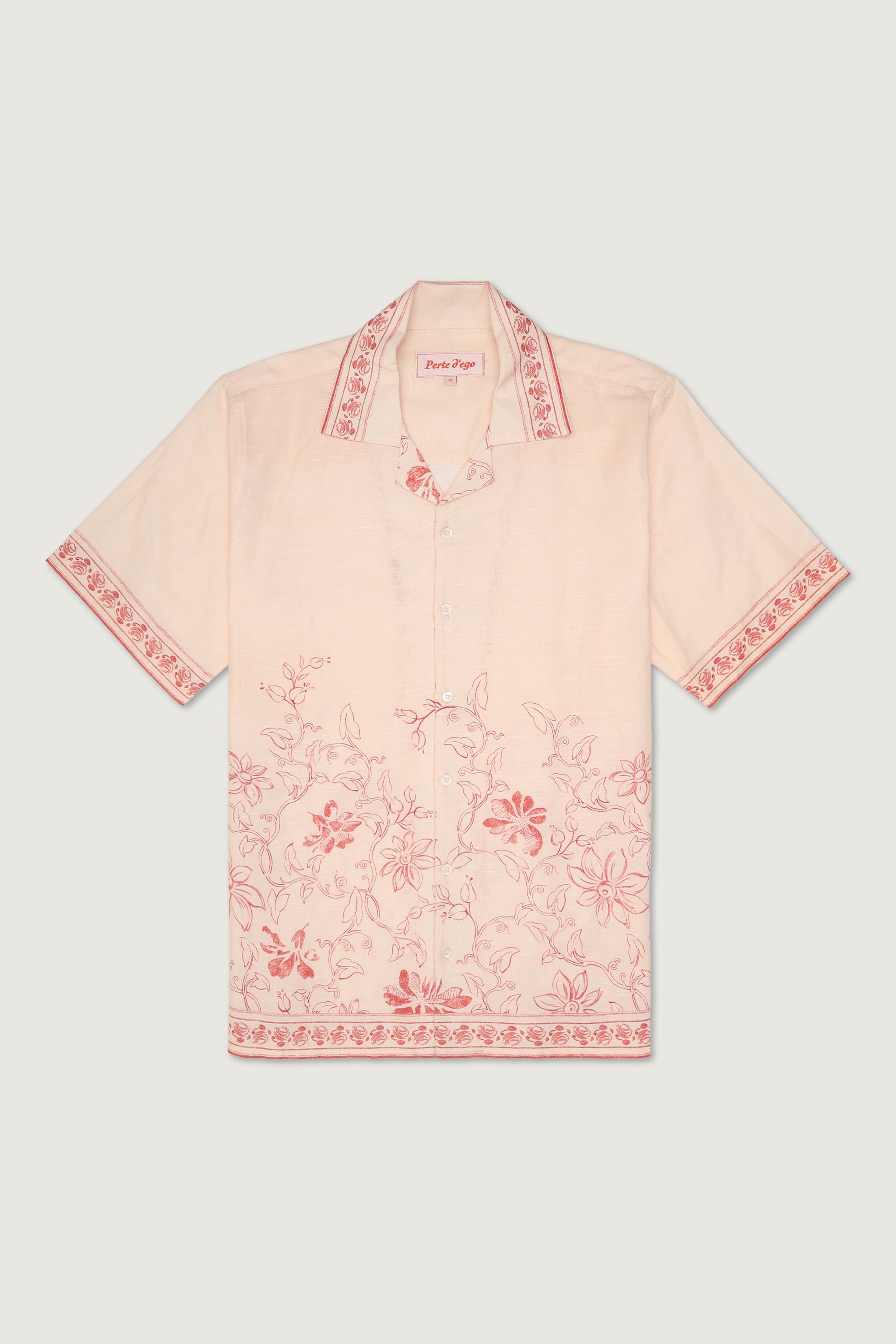 【CARAME】vintage floral print ブラウス 4Y Vintage Floral sketch Linen Shirt