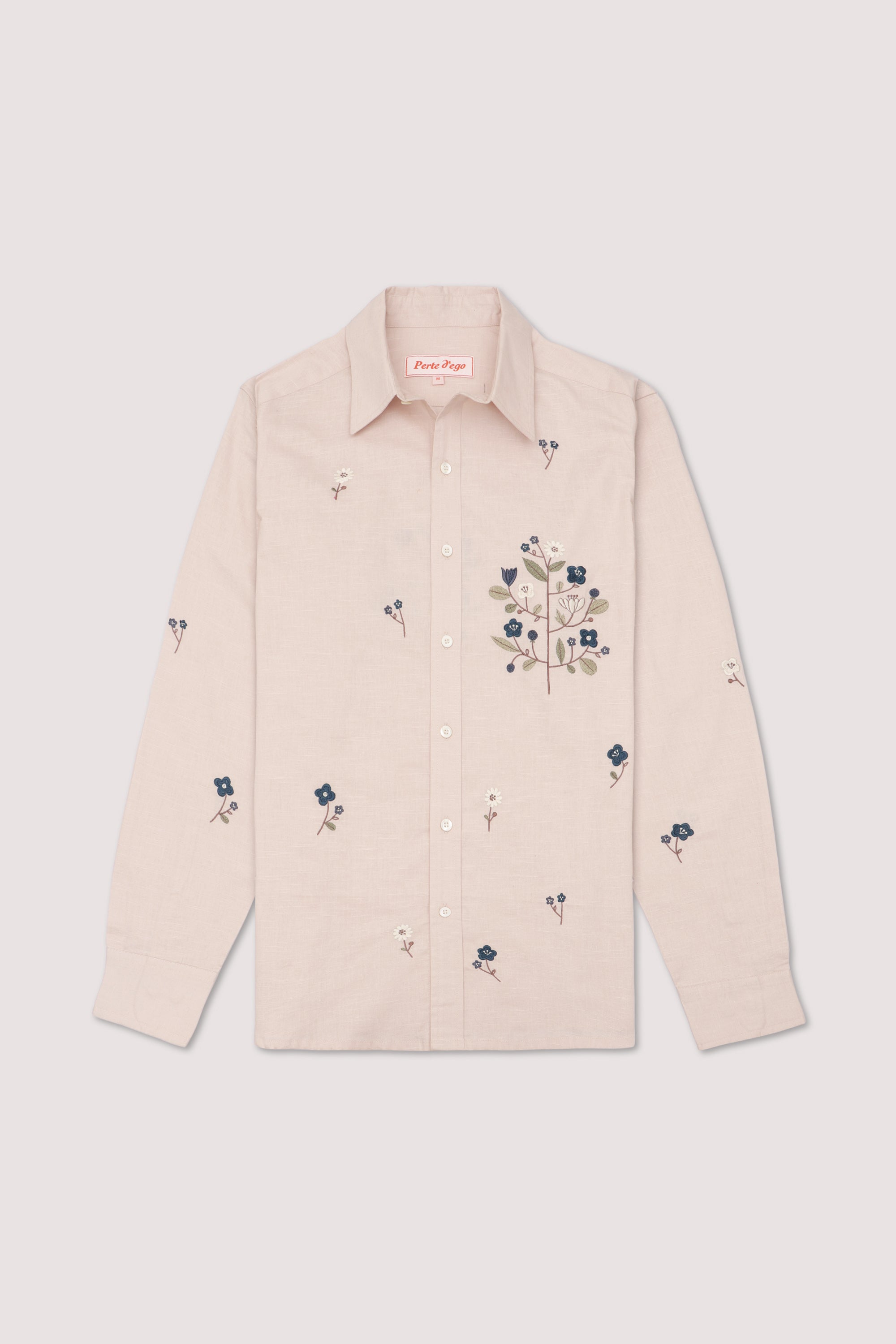 Floral embroidered formal shirt