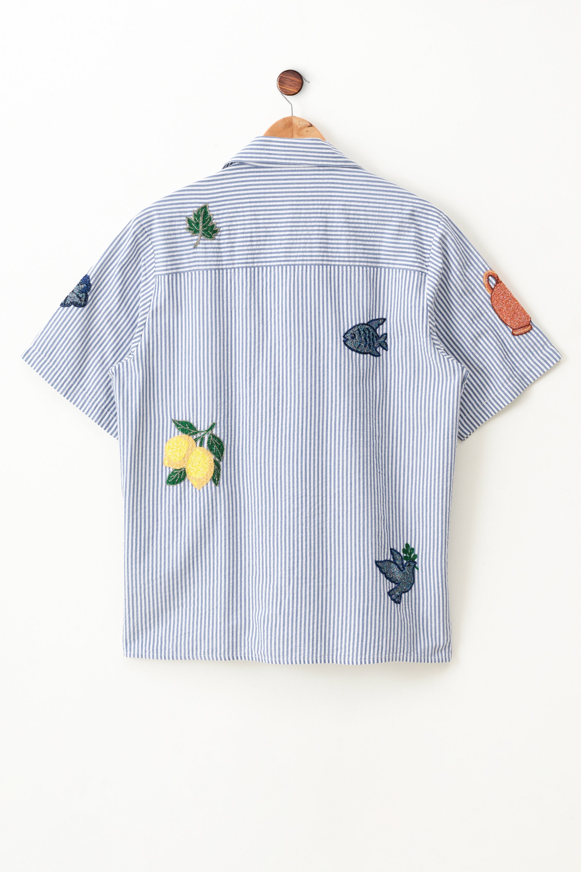 "Postcards From Sicily" hand embroidered Shirt