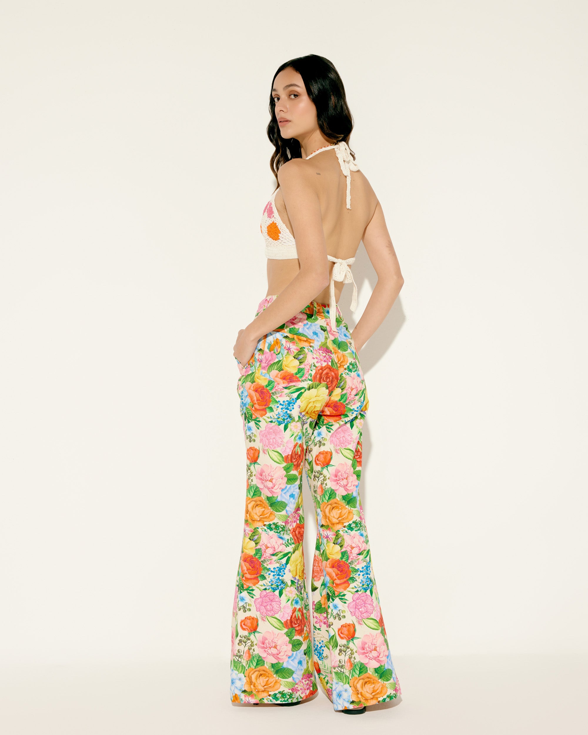 Floral hand crochet bralette