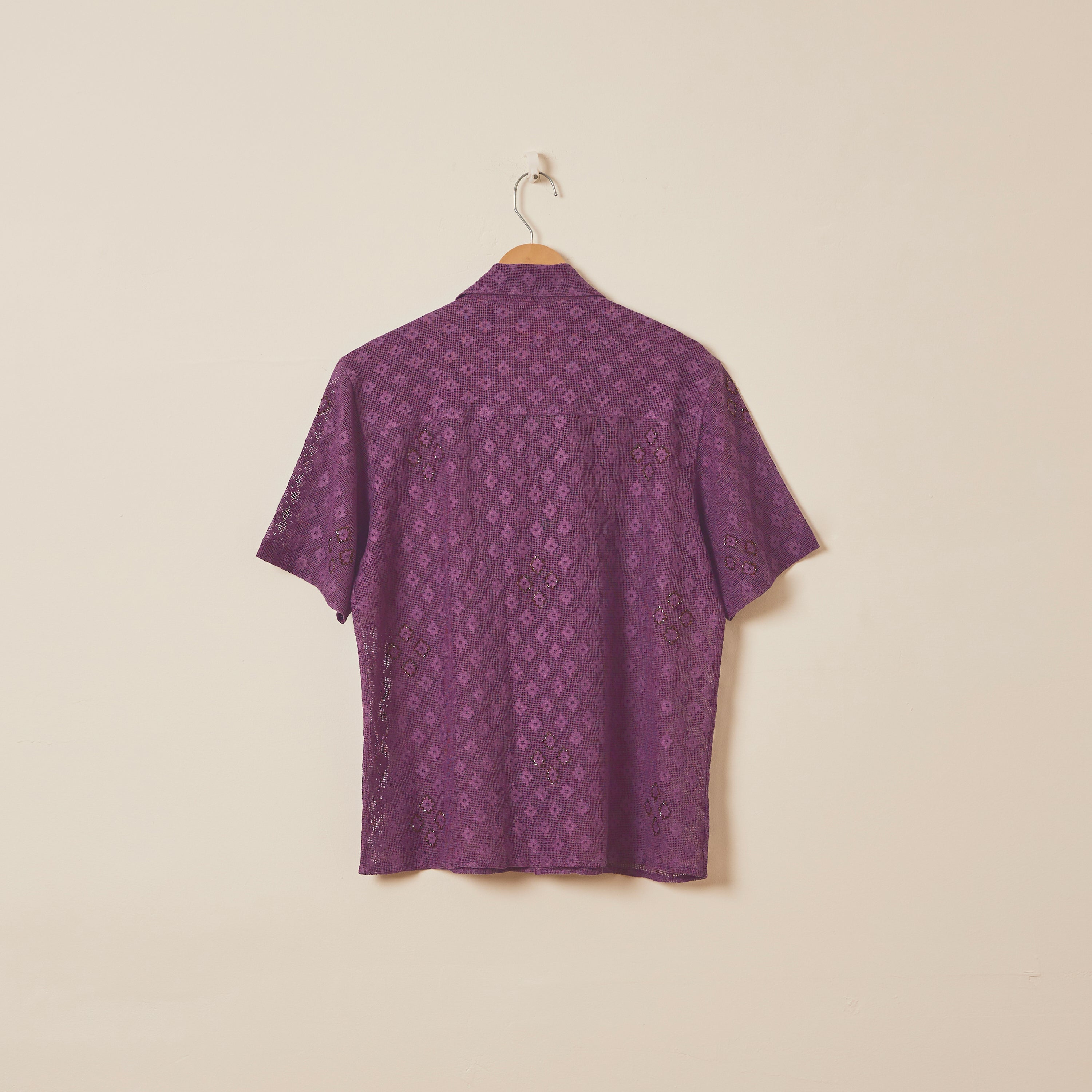 Purple embellished lace shirt