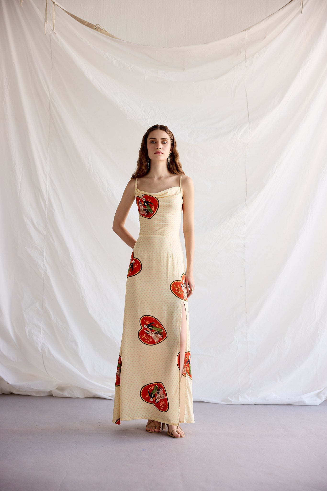"Lovers" Pleated Cowl Aline Dress