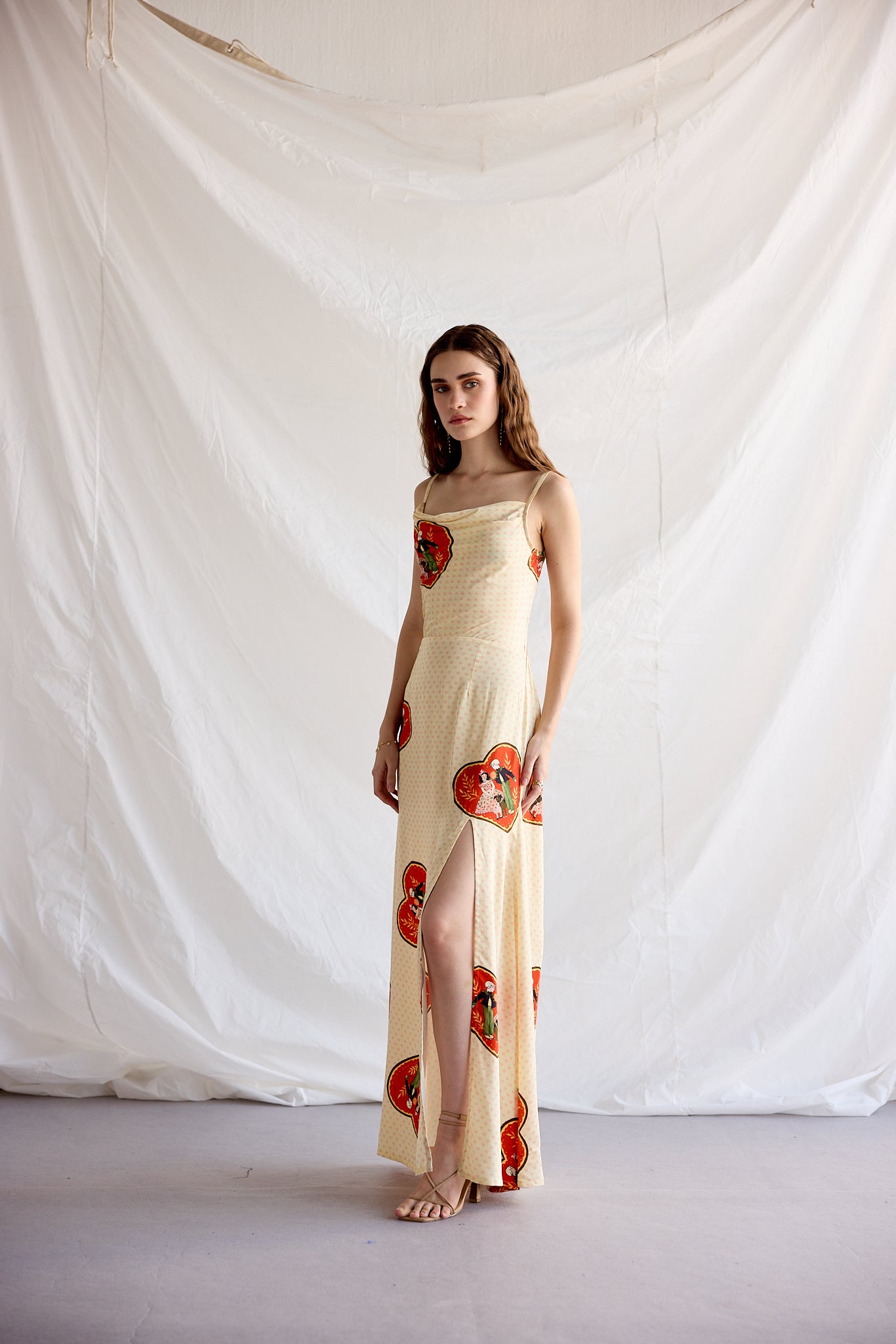 "Lovers" Pleated Cowl Aline Dress