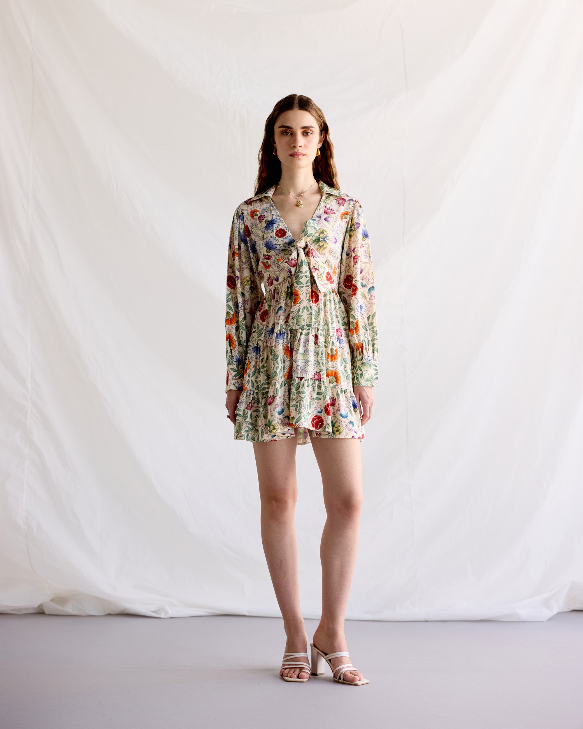 Vintage watercolor knot dress