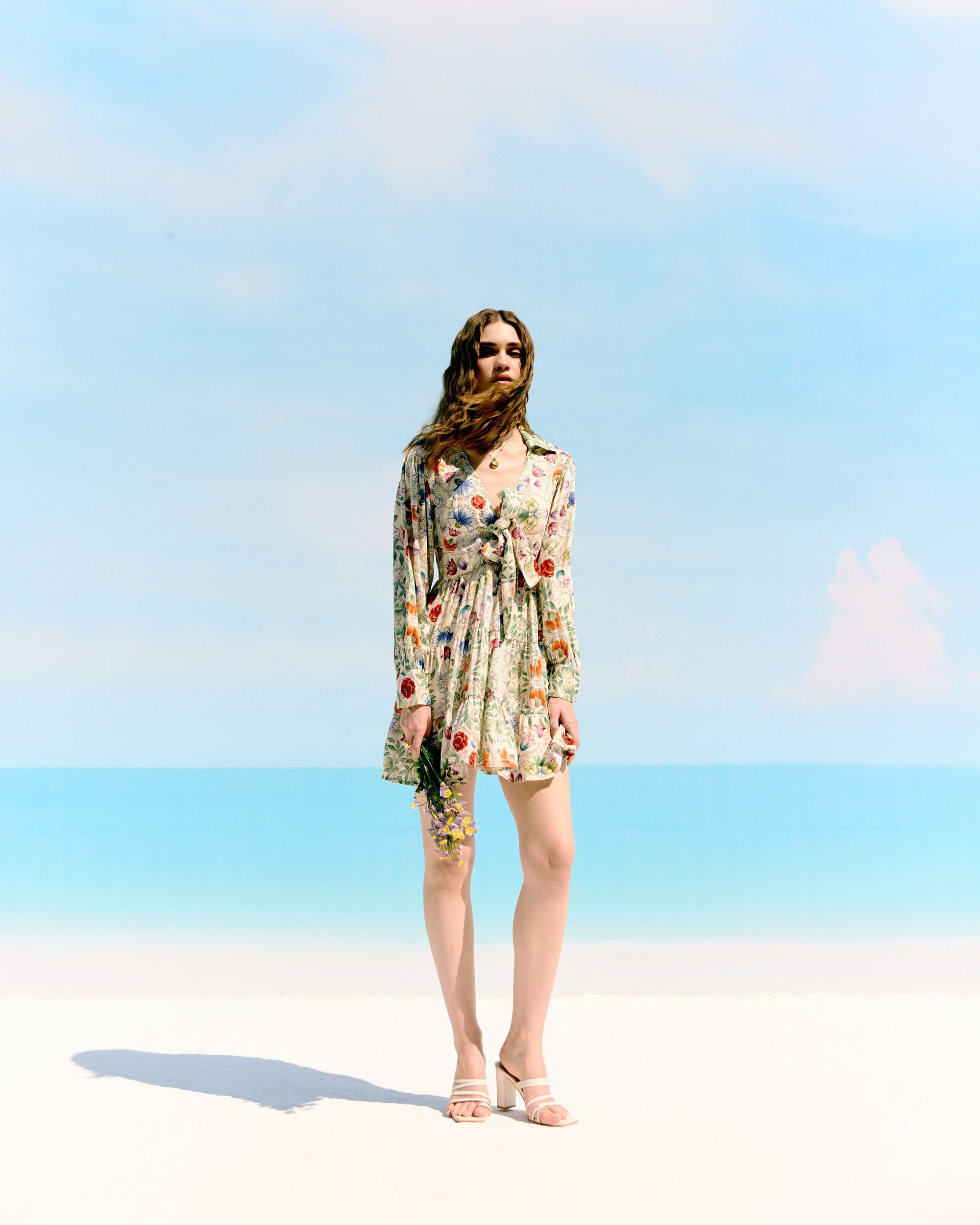 Vintage watercolor knot dress