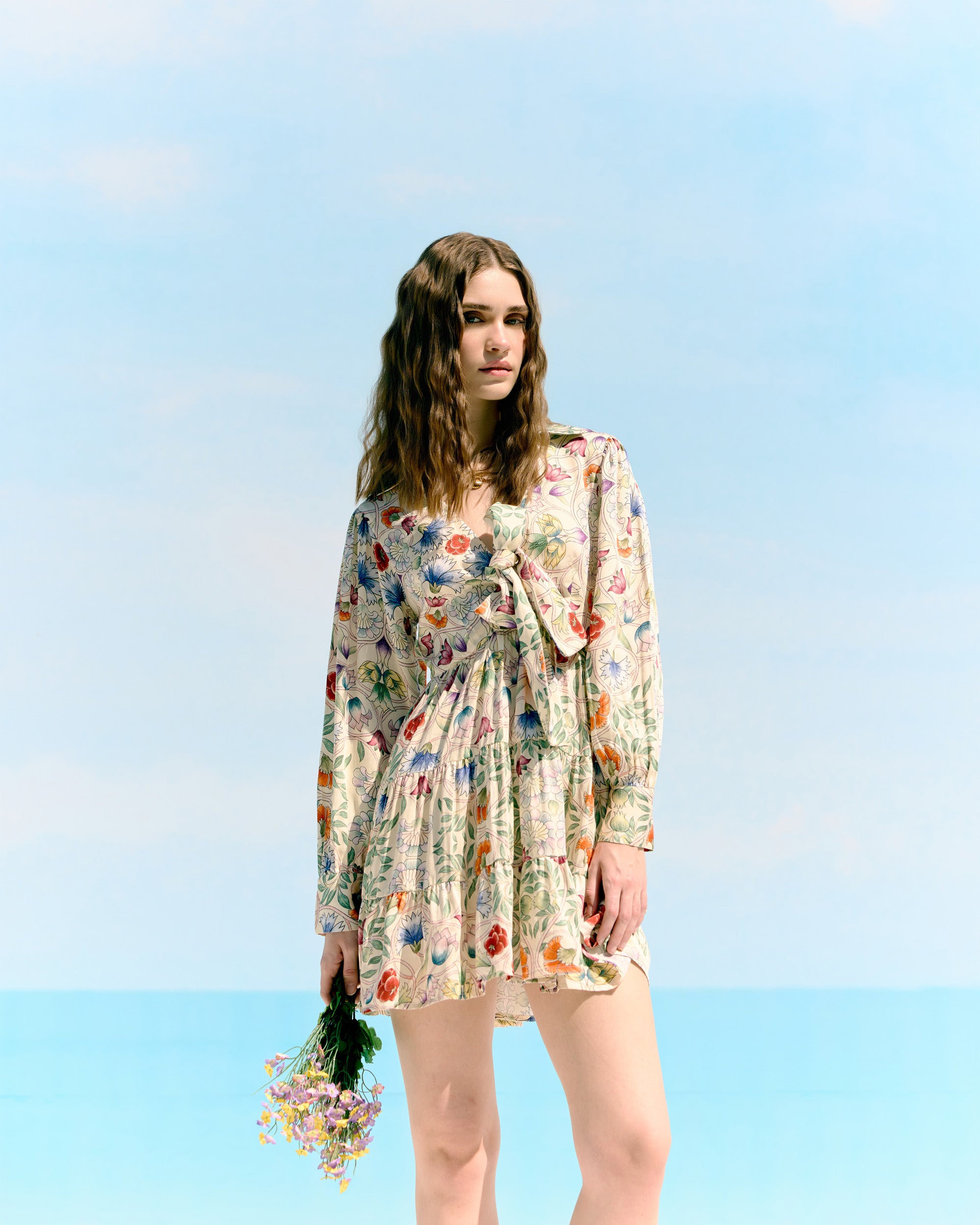 Vintage watercolor knot dress