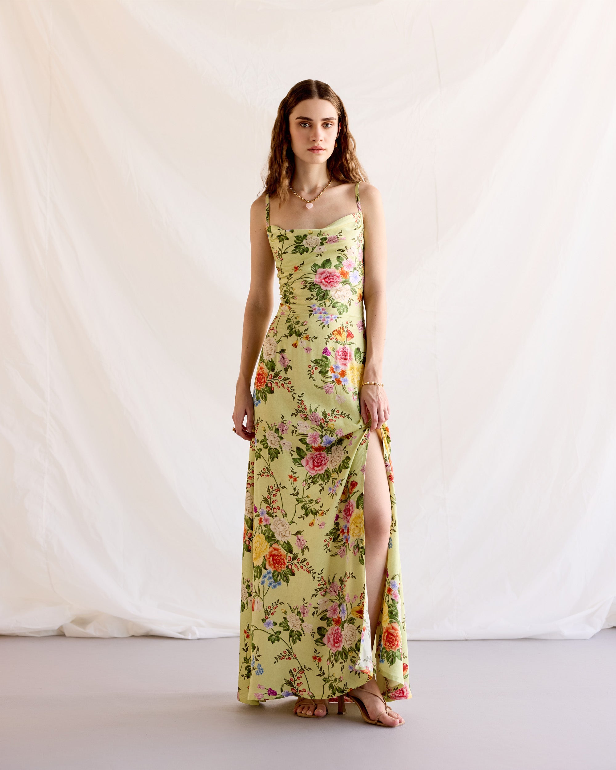 Vintage victorian print Pleated Cowl Aline Dress