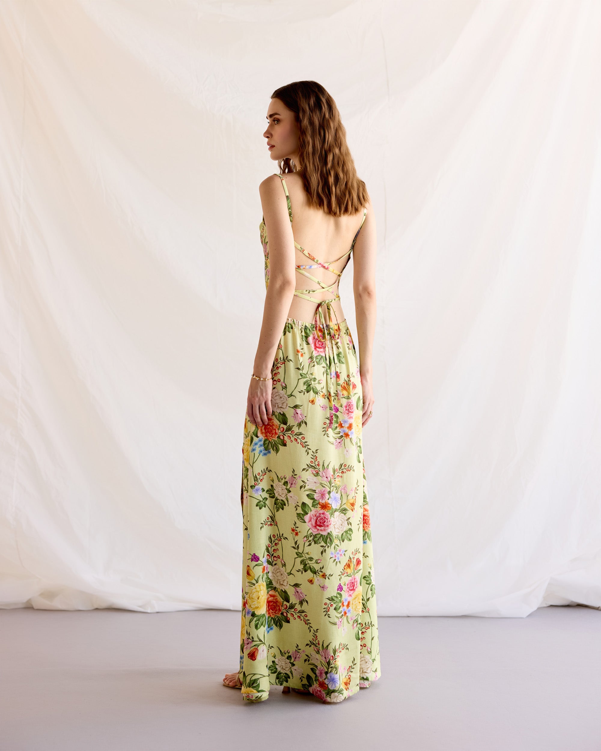 Vintage victorian print Pleated Cowl Aline Dress