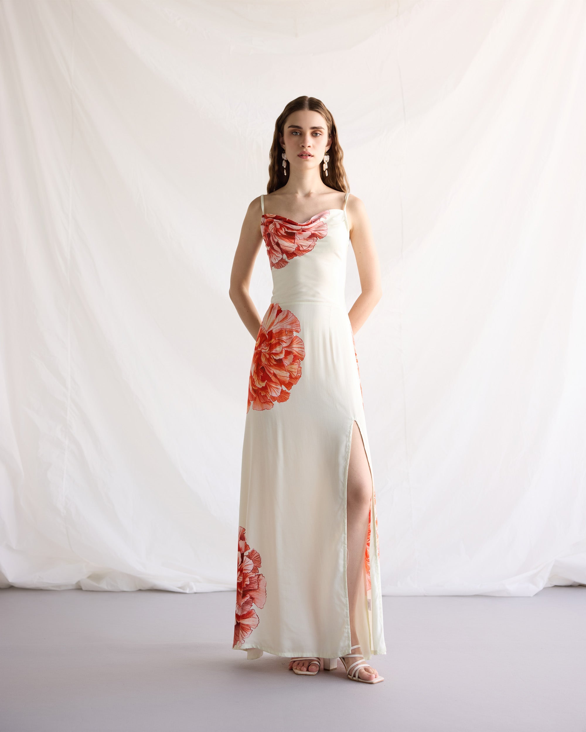 Hydrangea Pleated Cowl Aline Dress