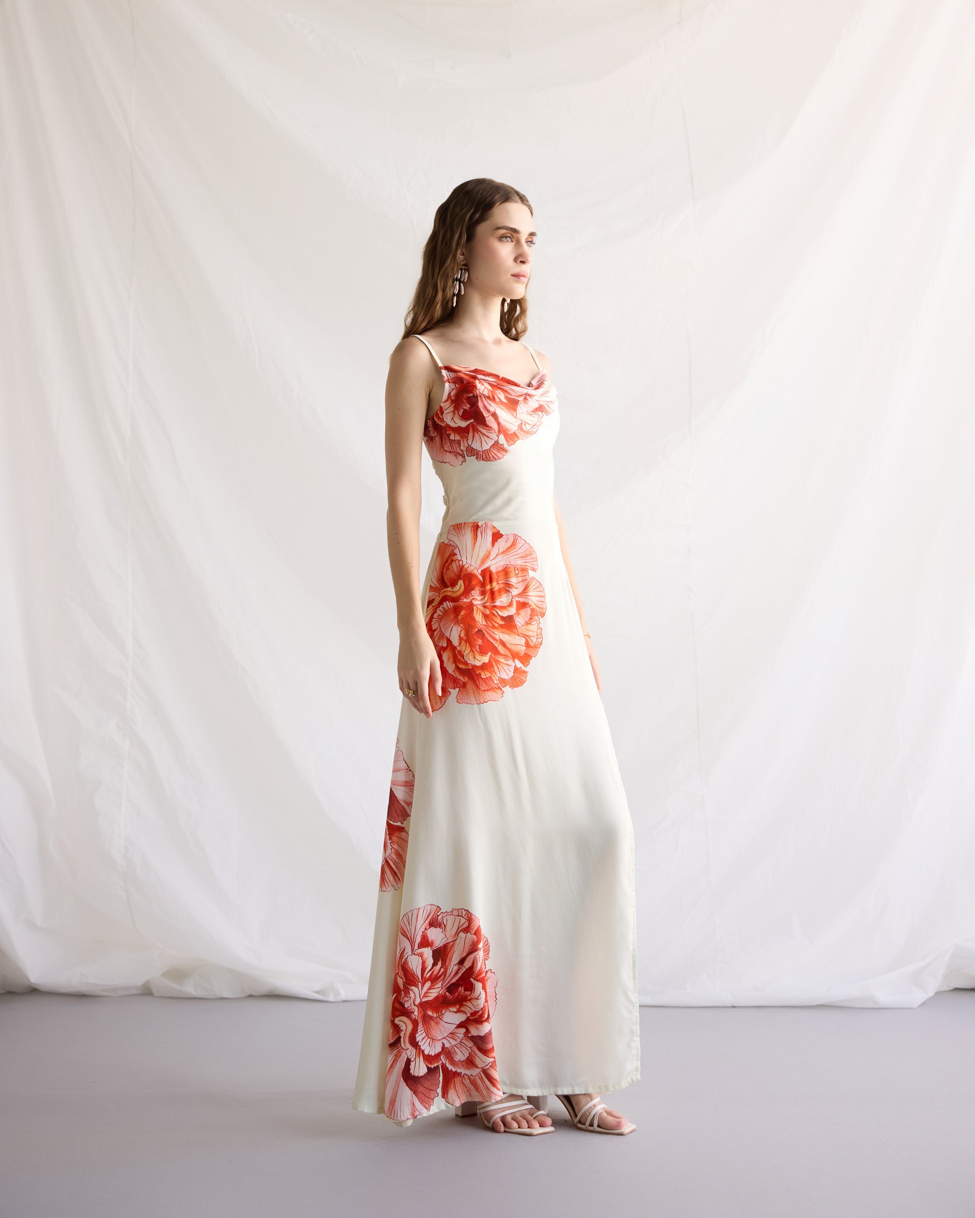 Hydrangea Pleated Cowl Aline Dress