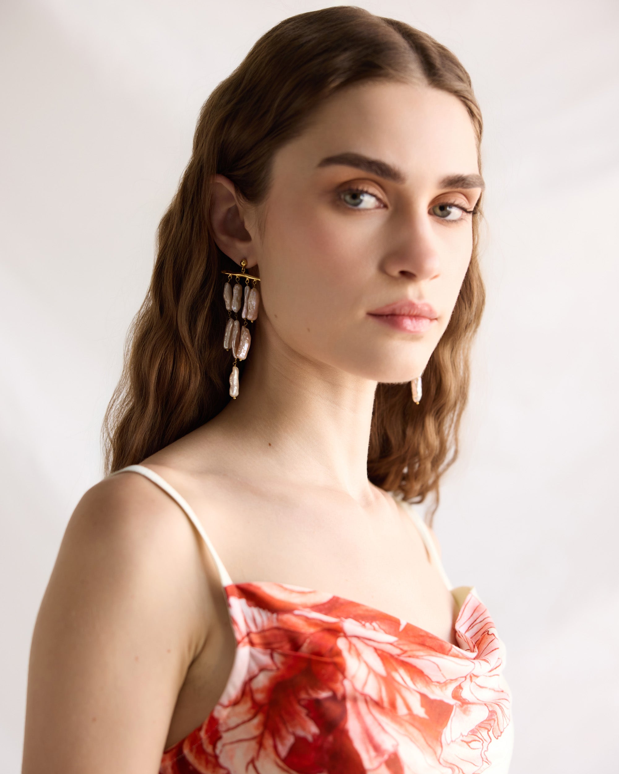 Hydrangea Pleated Cowl Aline Dress