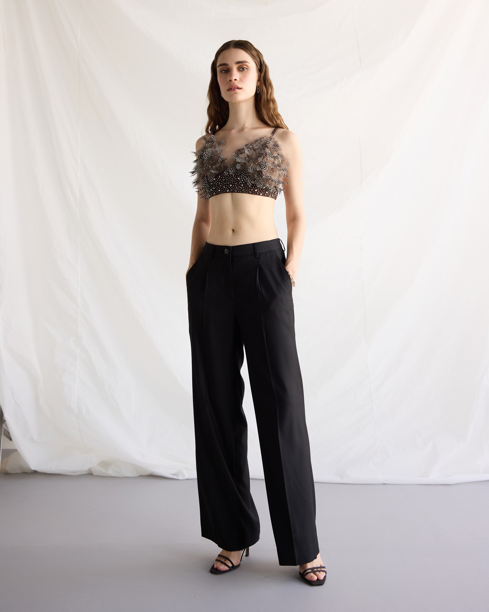 Feather beaded bralette