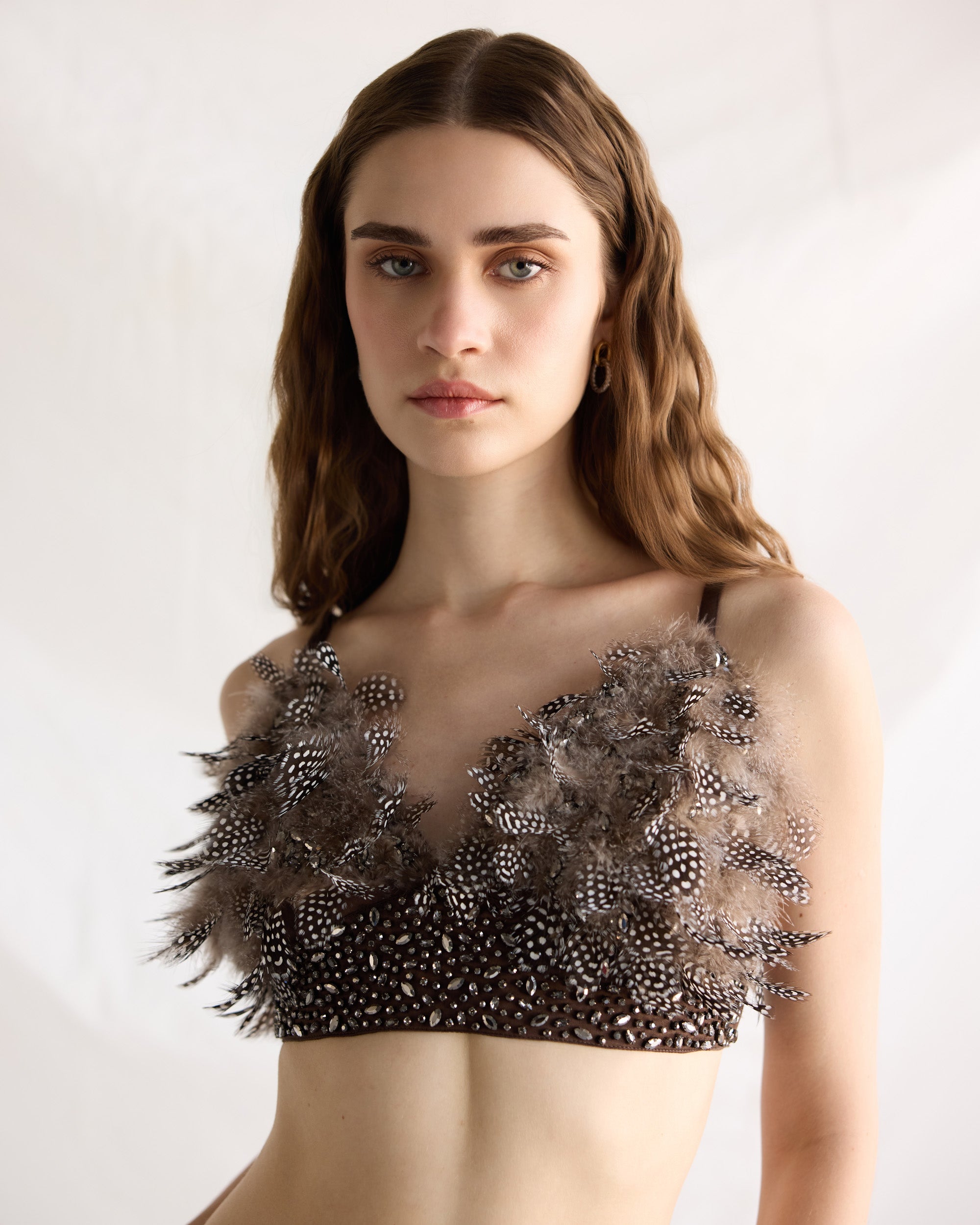 Feather beaded bralette