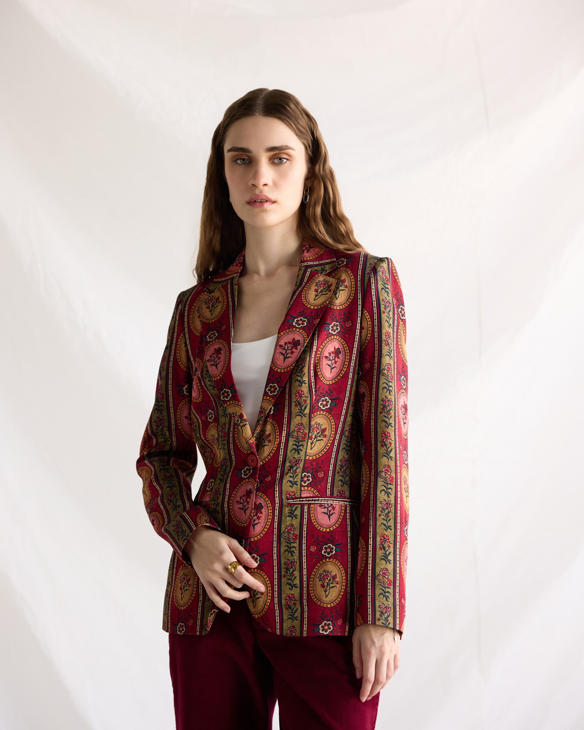 Vintage floral stripes blazer