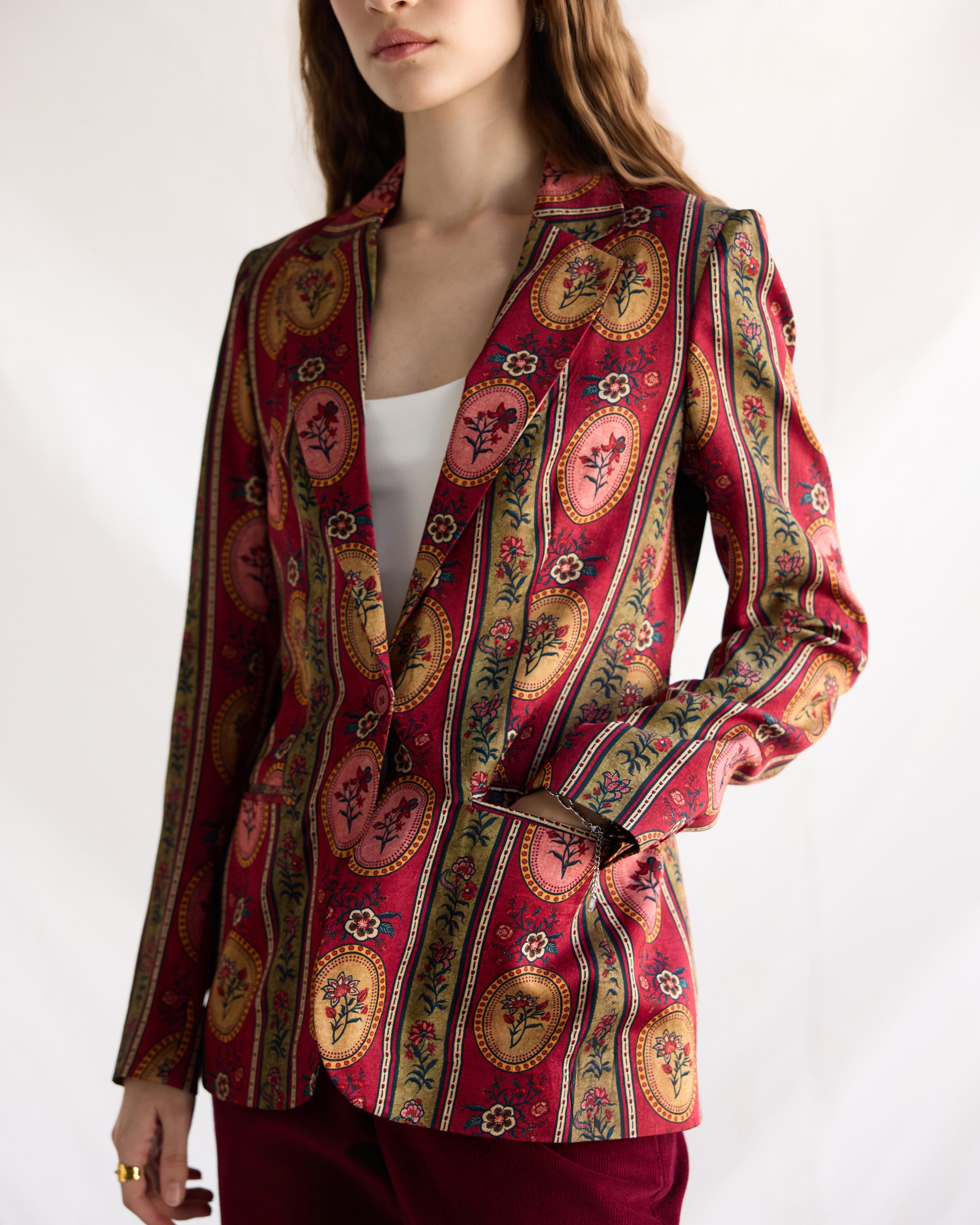 Vintage floral stripes blazer