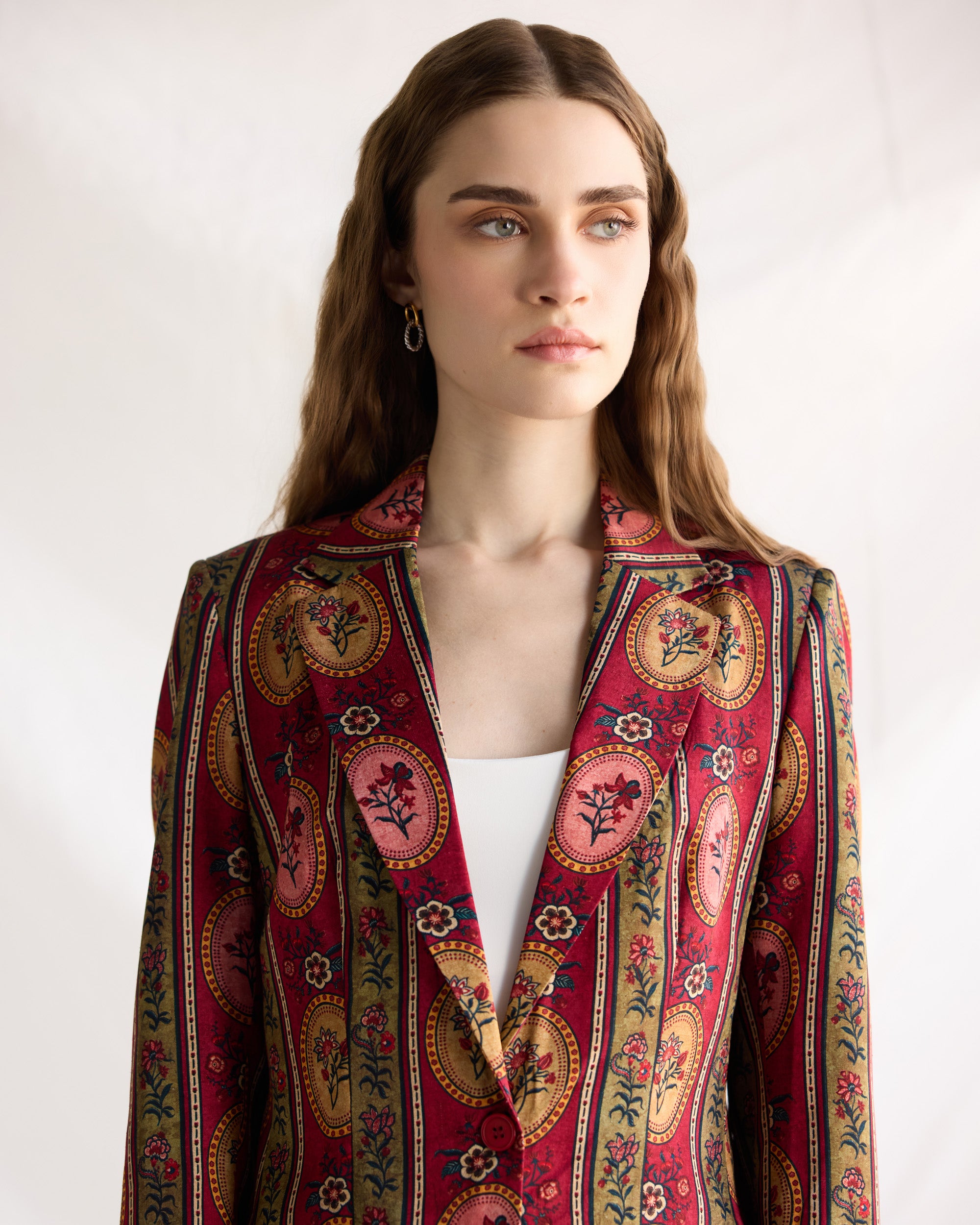 Vintage floral stripes blazer