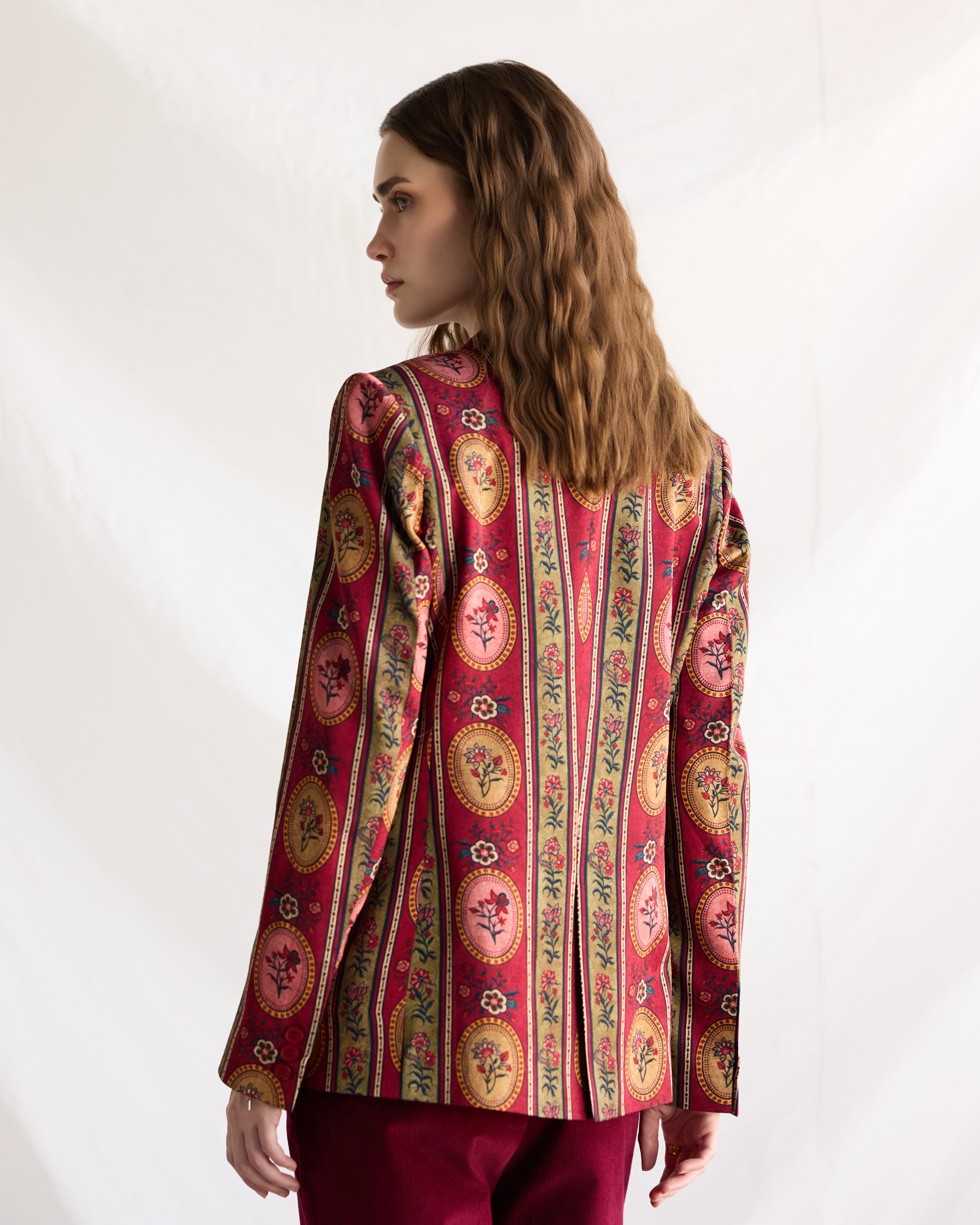 Vintage floral stripes blazer