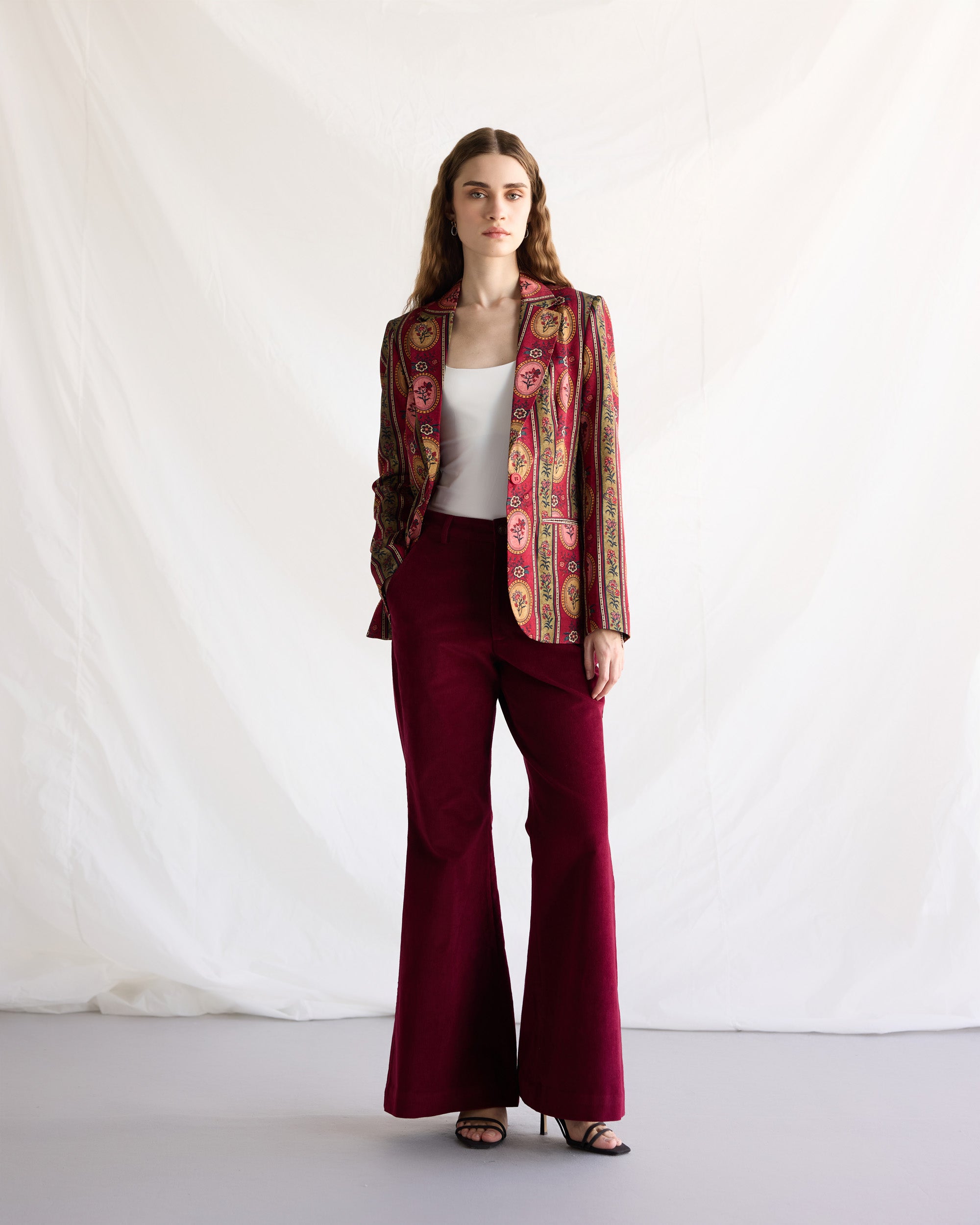 Vintage floral stripes blazer