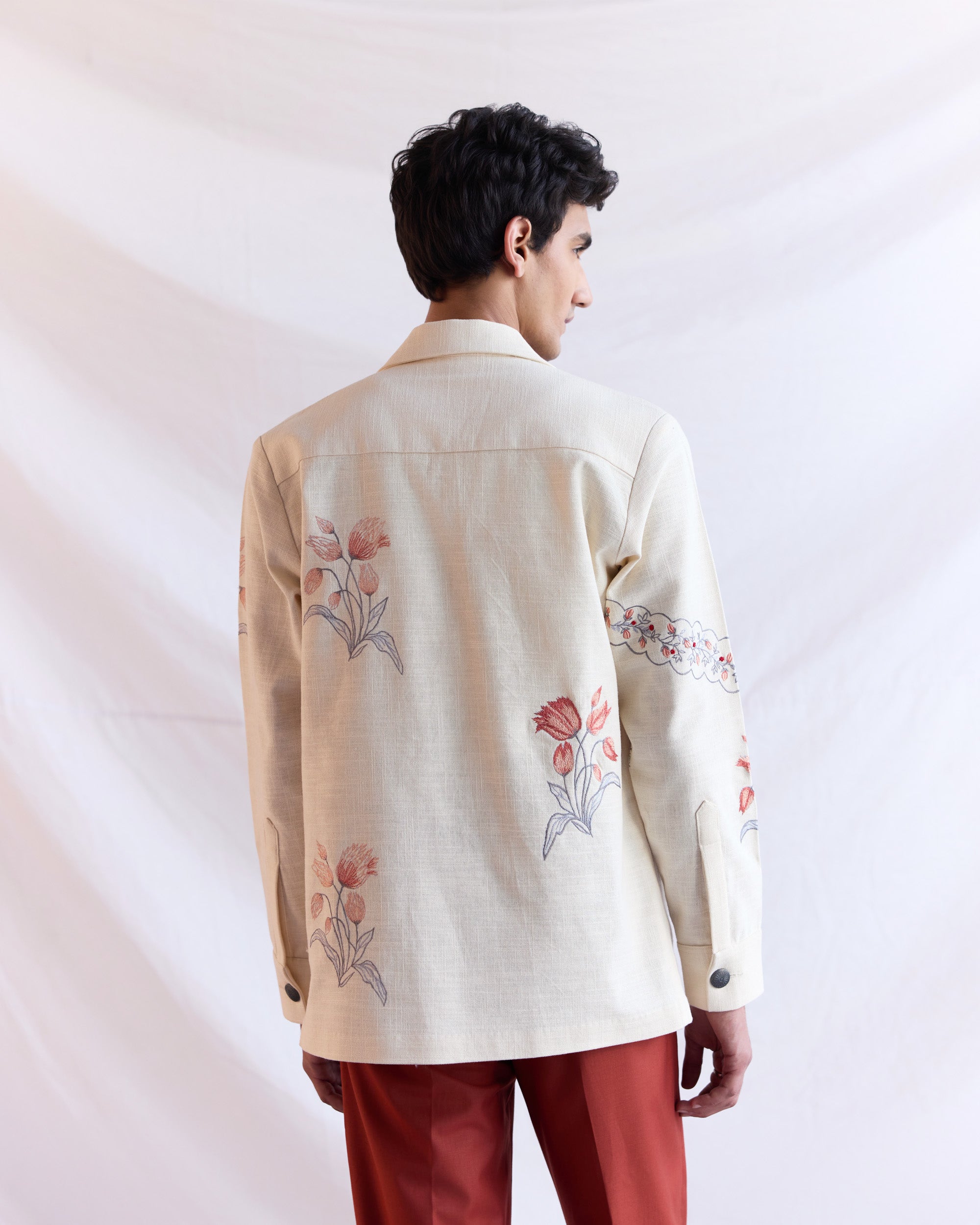 Vintage floral hand embroidered resort blazer