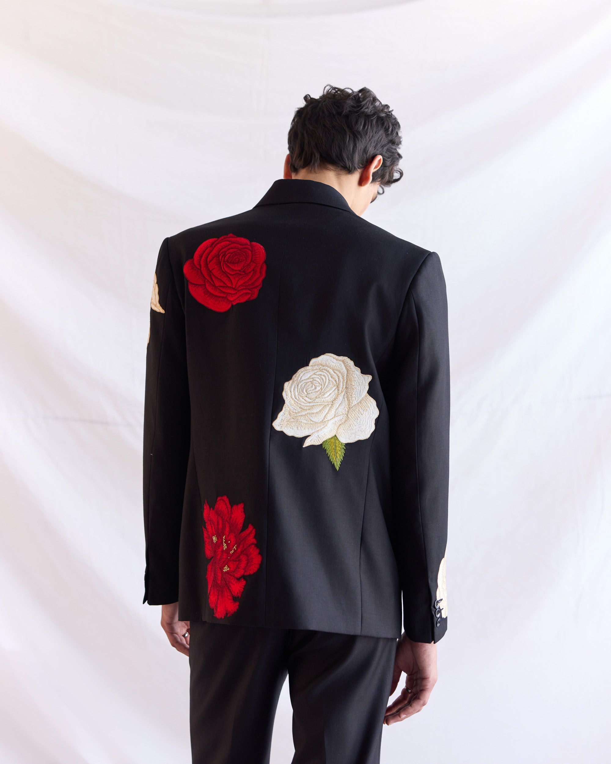"Floral Reverie" hand embroidered Blazer