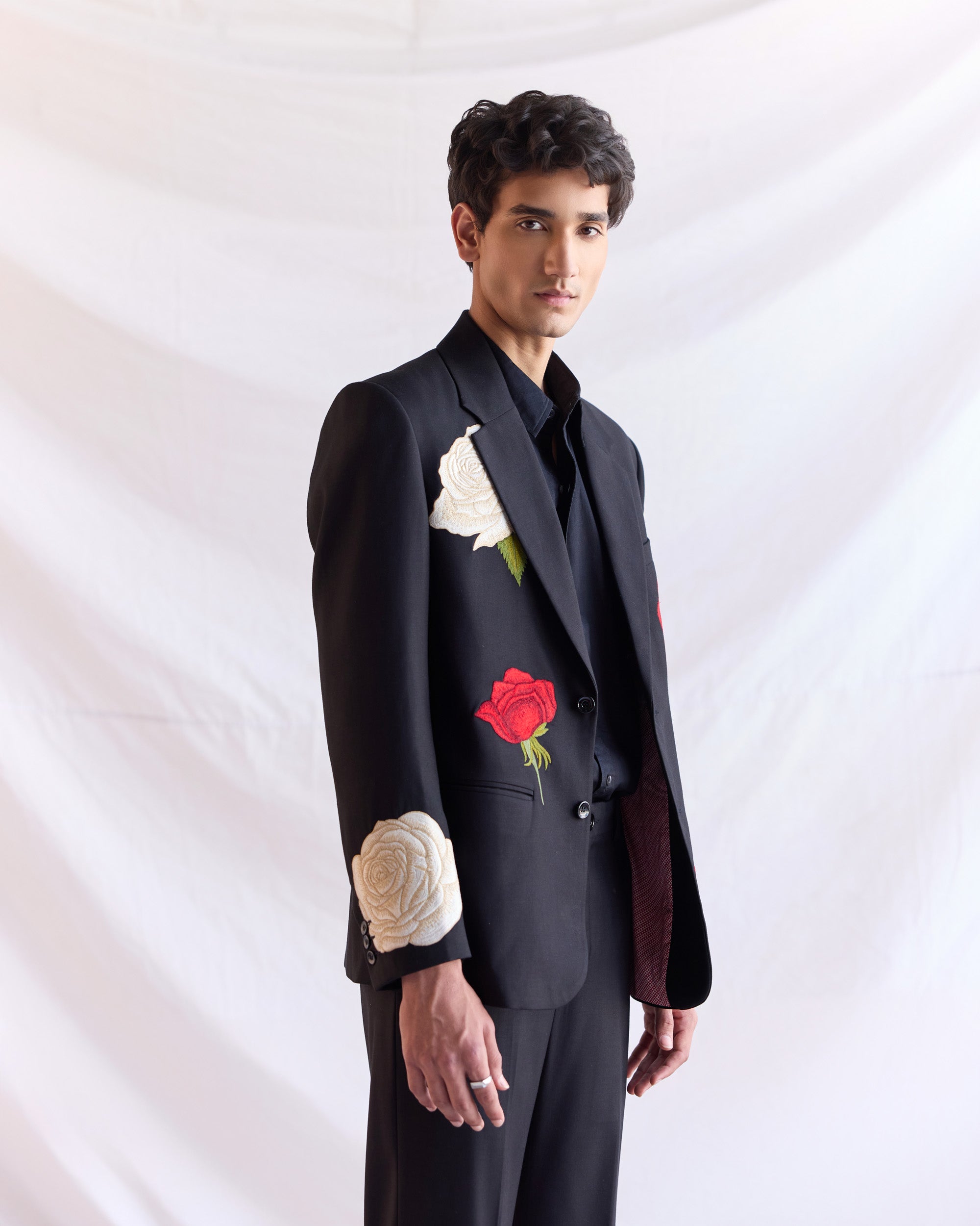 "Floral Reverie" hand embroidered Blazer