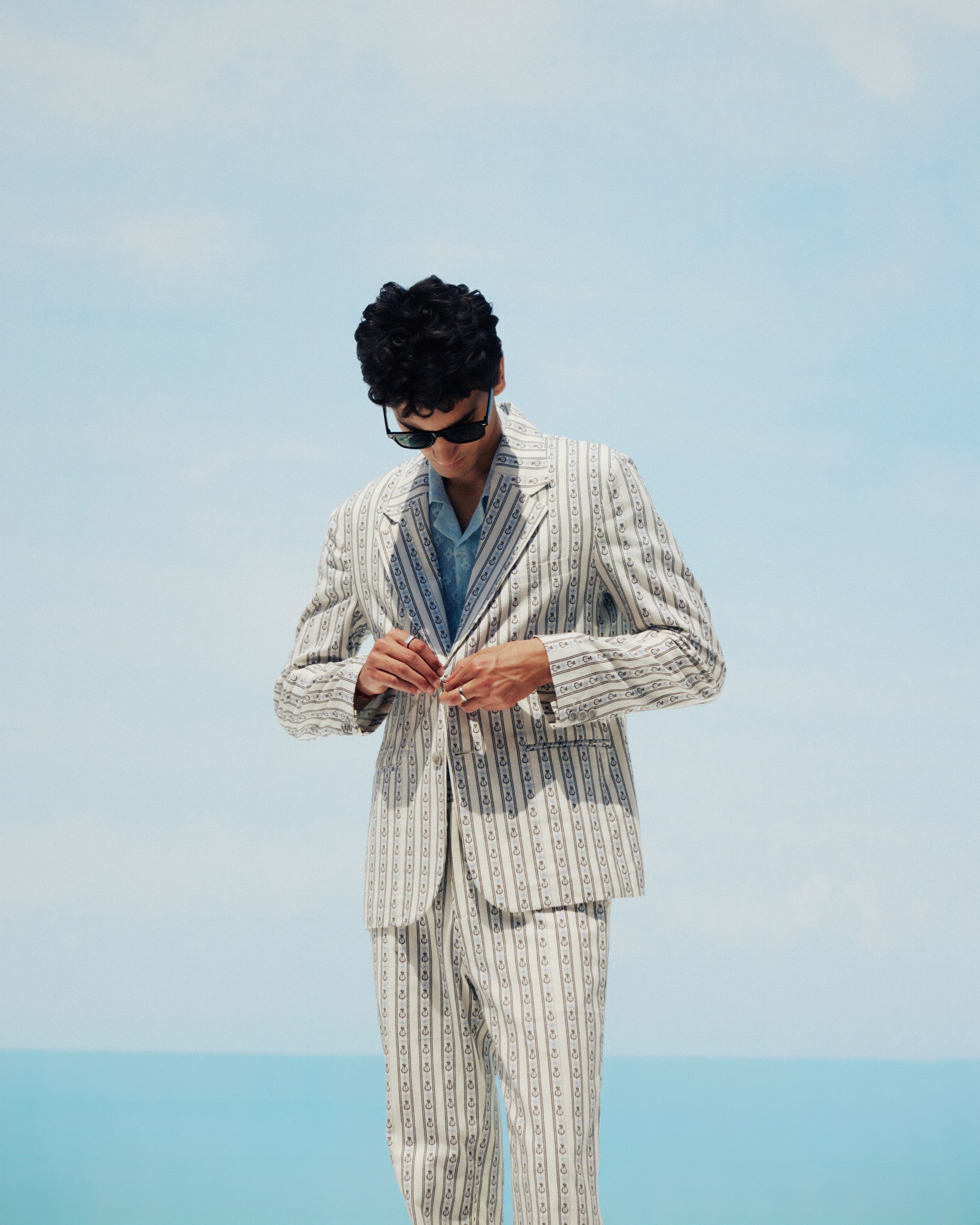 Floral stripes summer blazer
