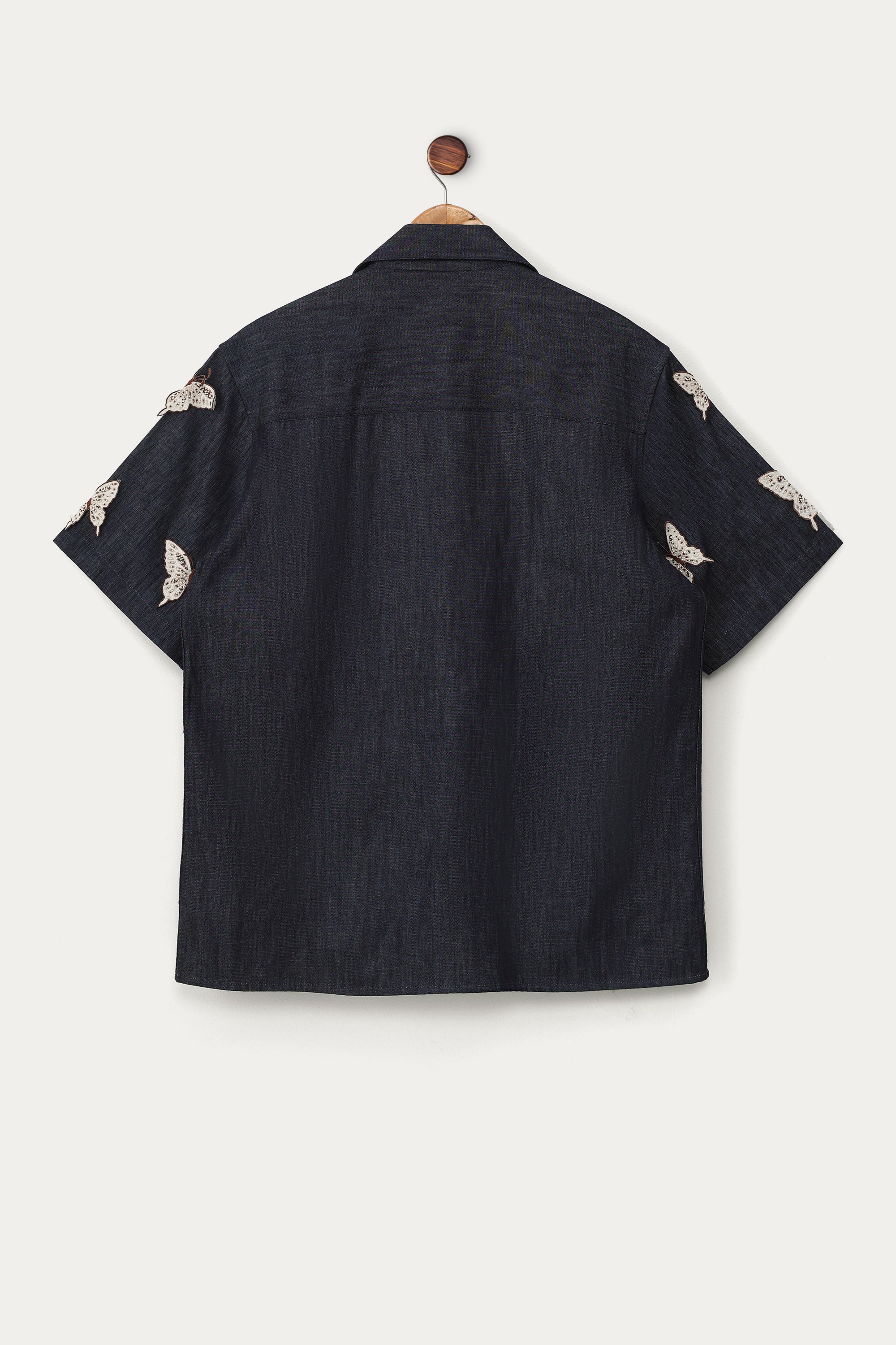 "Butterflies" hand embroidered denim shirt