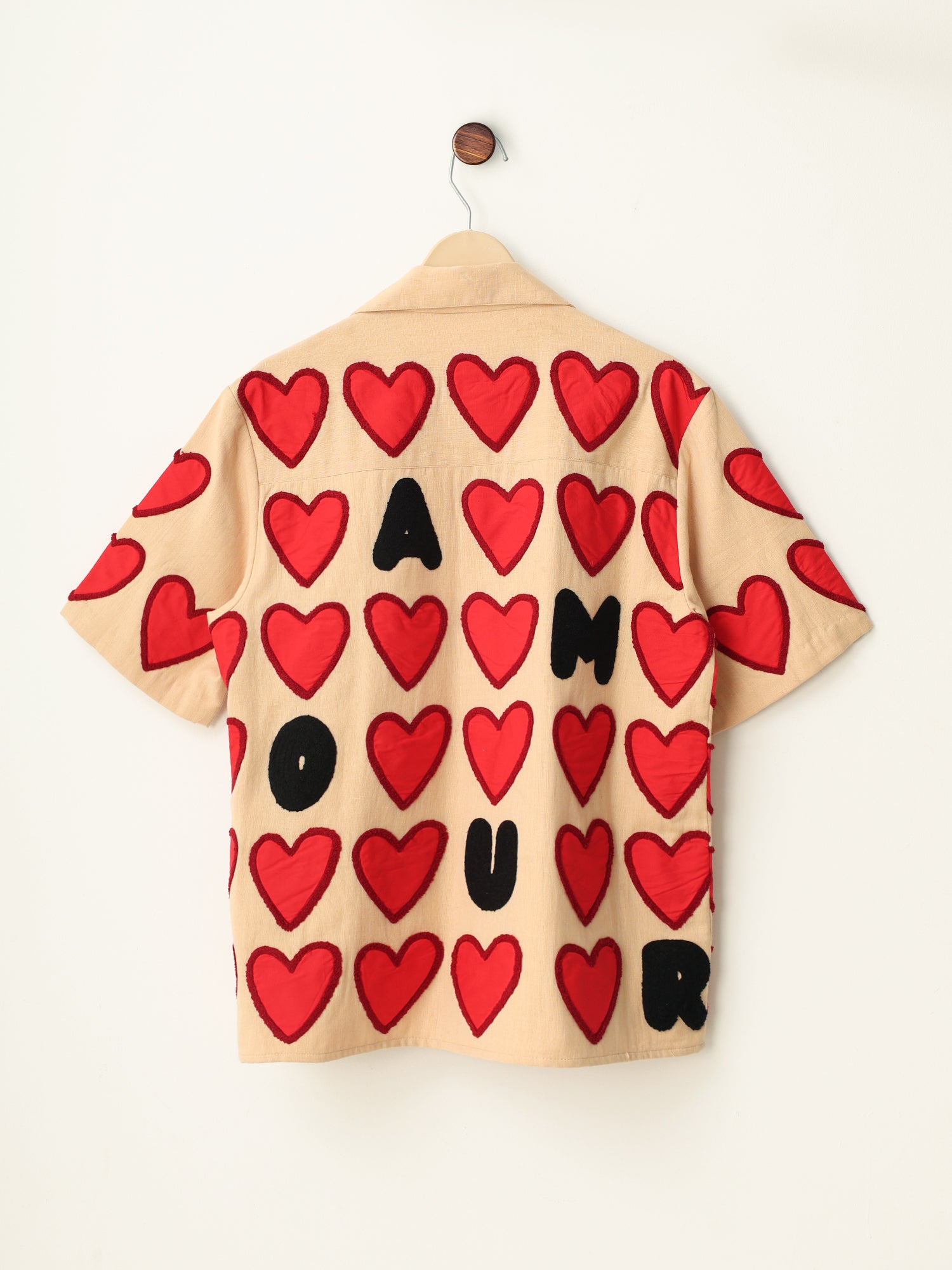 "Amour" hand appliqué shirt