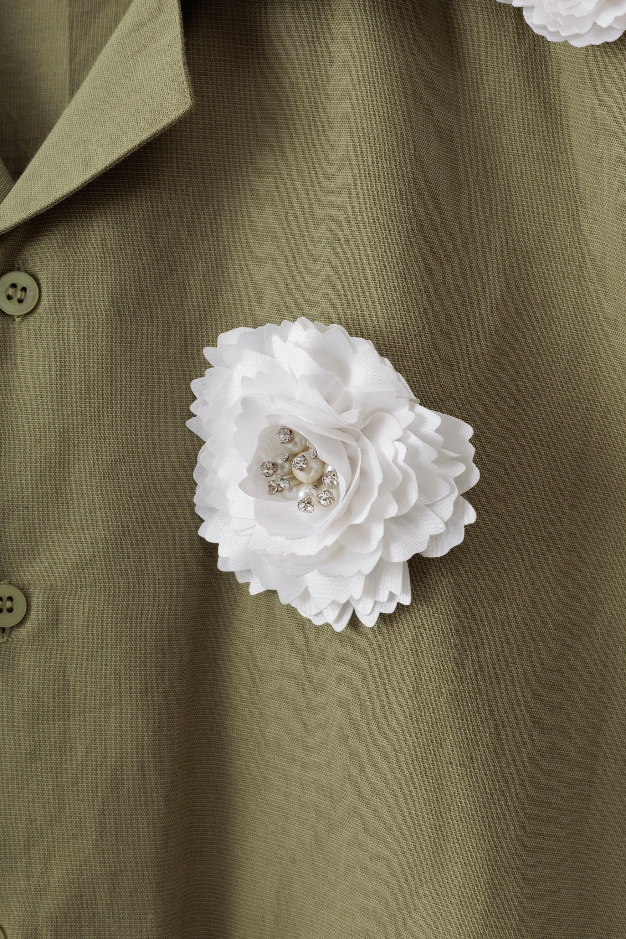 “Ivory floral” hand embroidered shirt